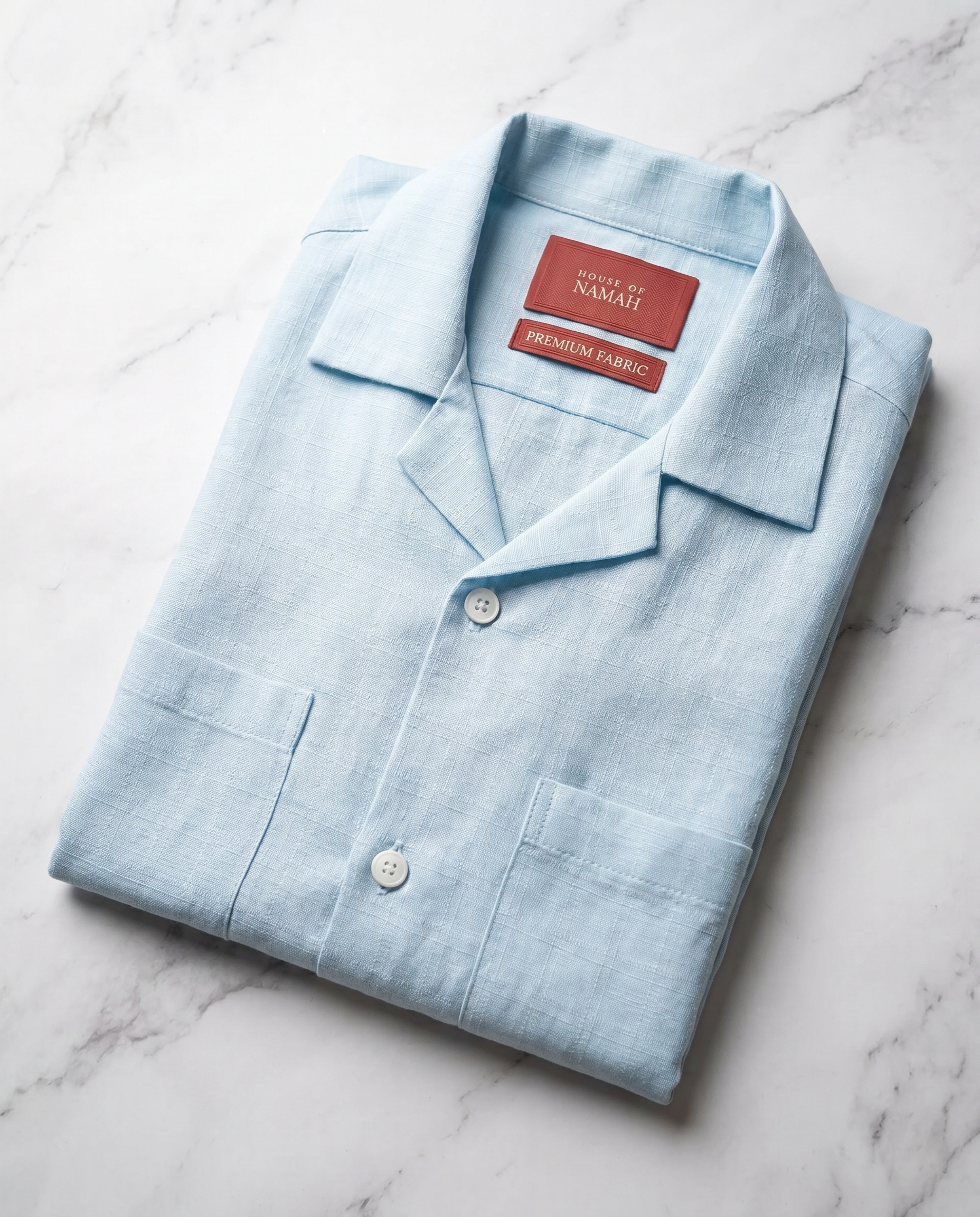 Sky Blue Double Pocket Linen Blend Shirt