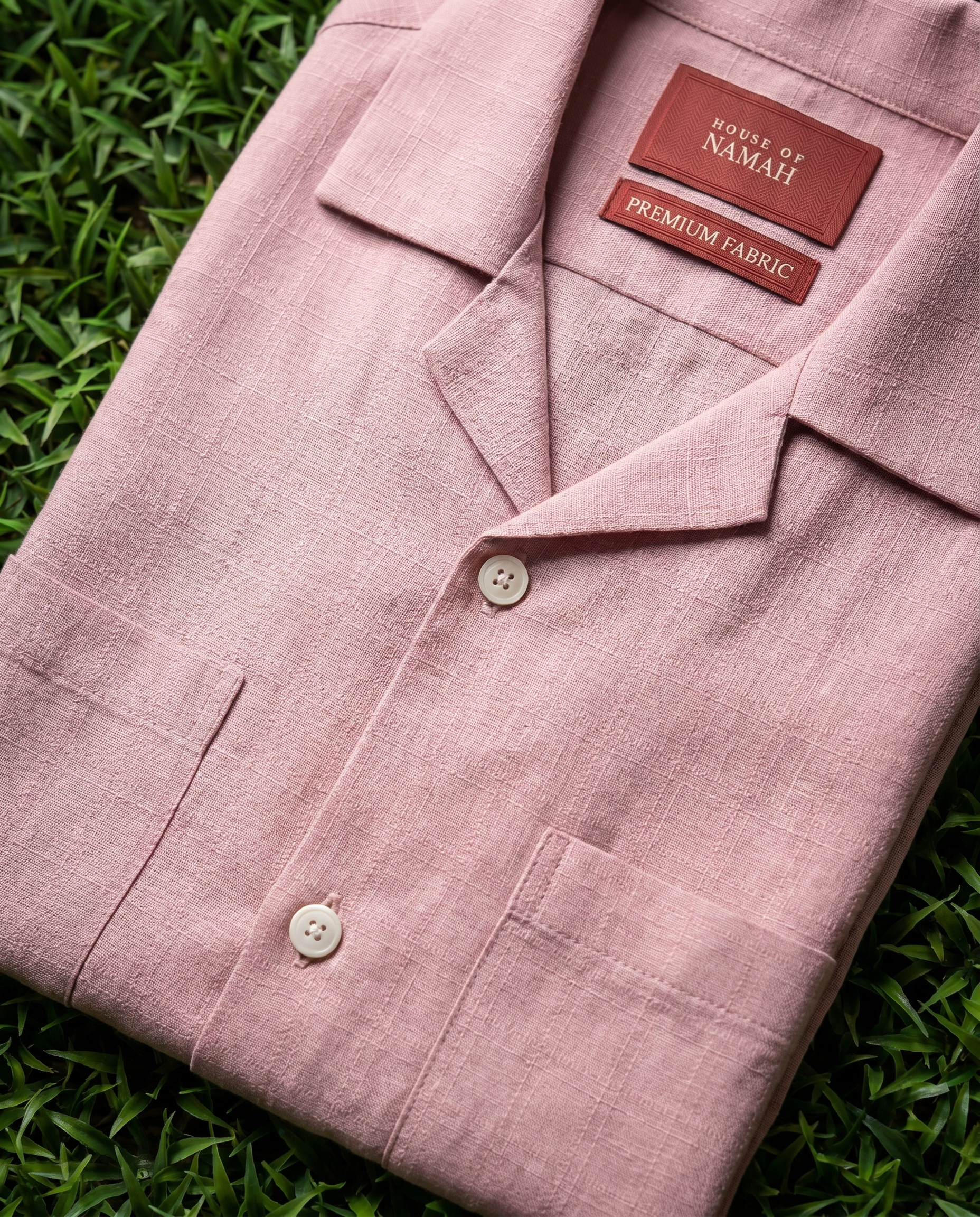 Muted Mauve Double Pocket Linen Blend Shirt