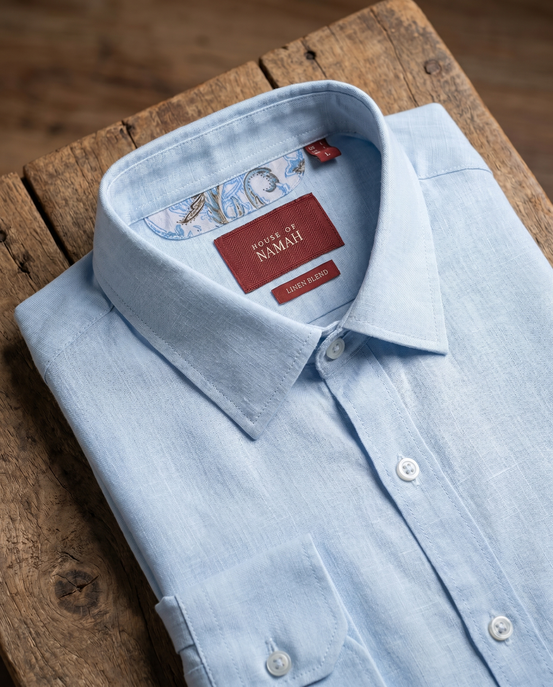 Ice Blue Breeze Linen Blend Shirt