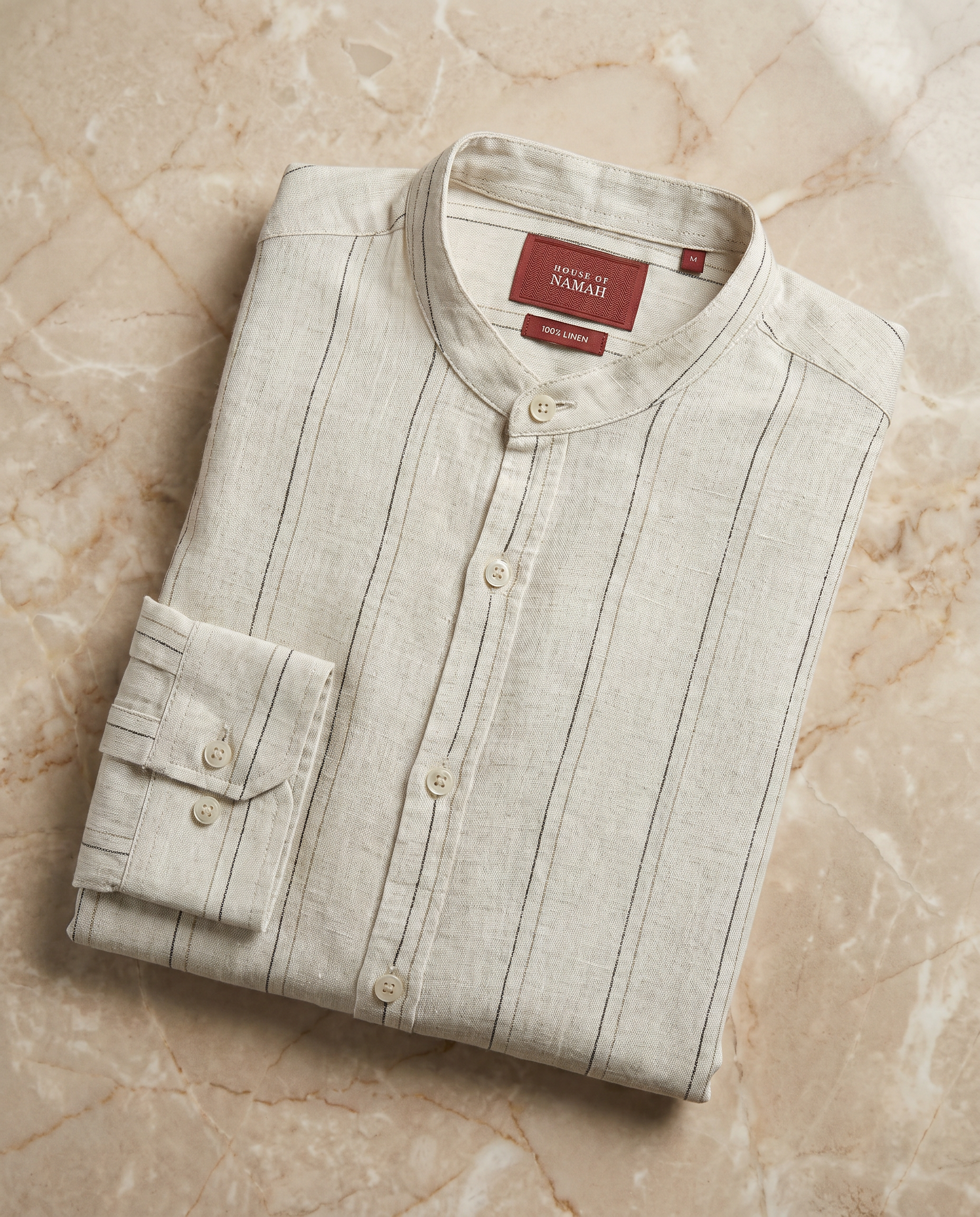 Ivory 100% Linen Striped Shirt