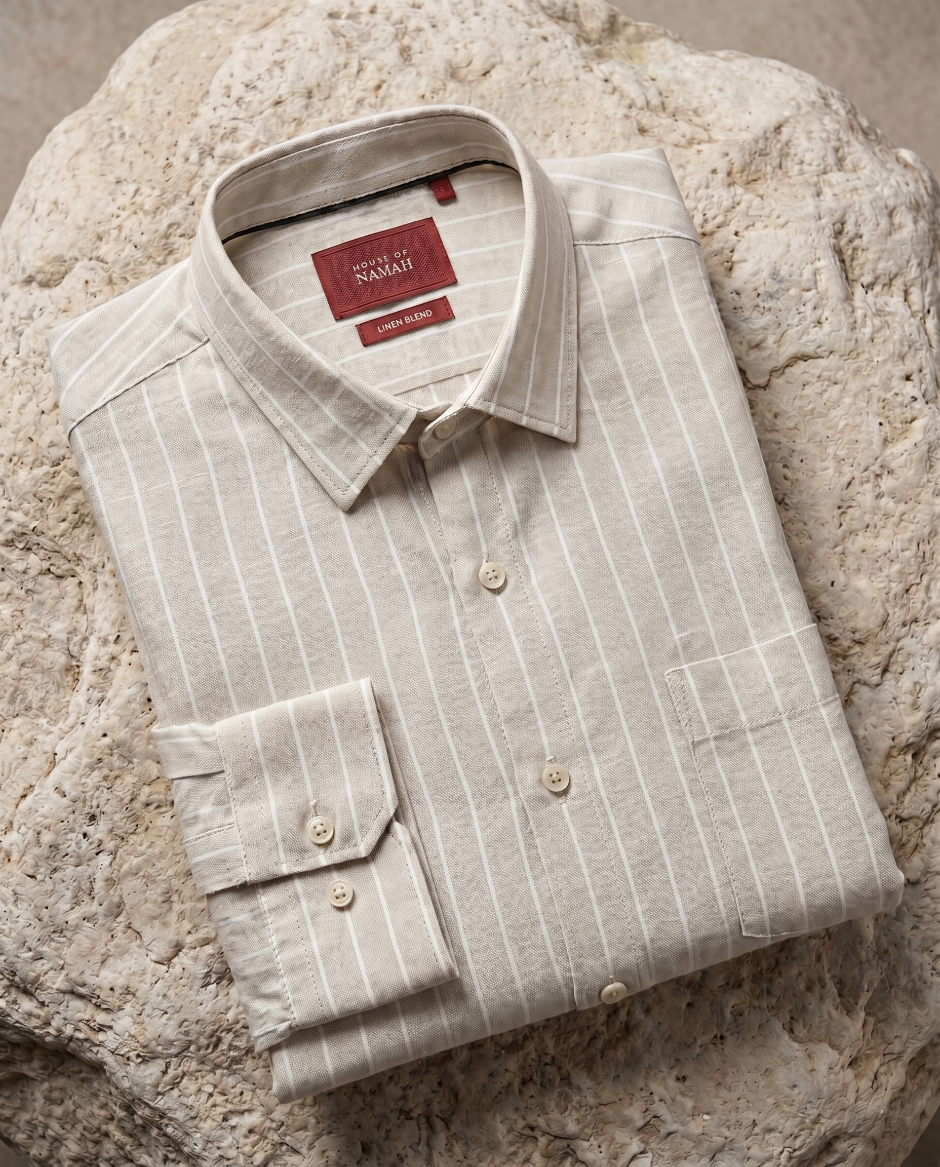 Natural Linen Blend Striped Shirt