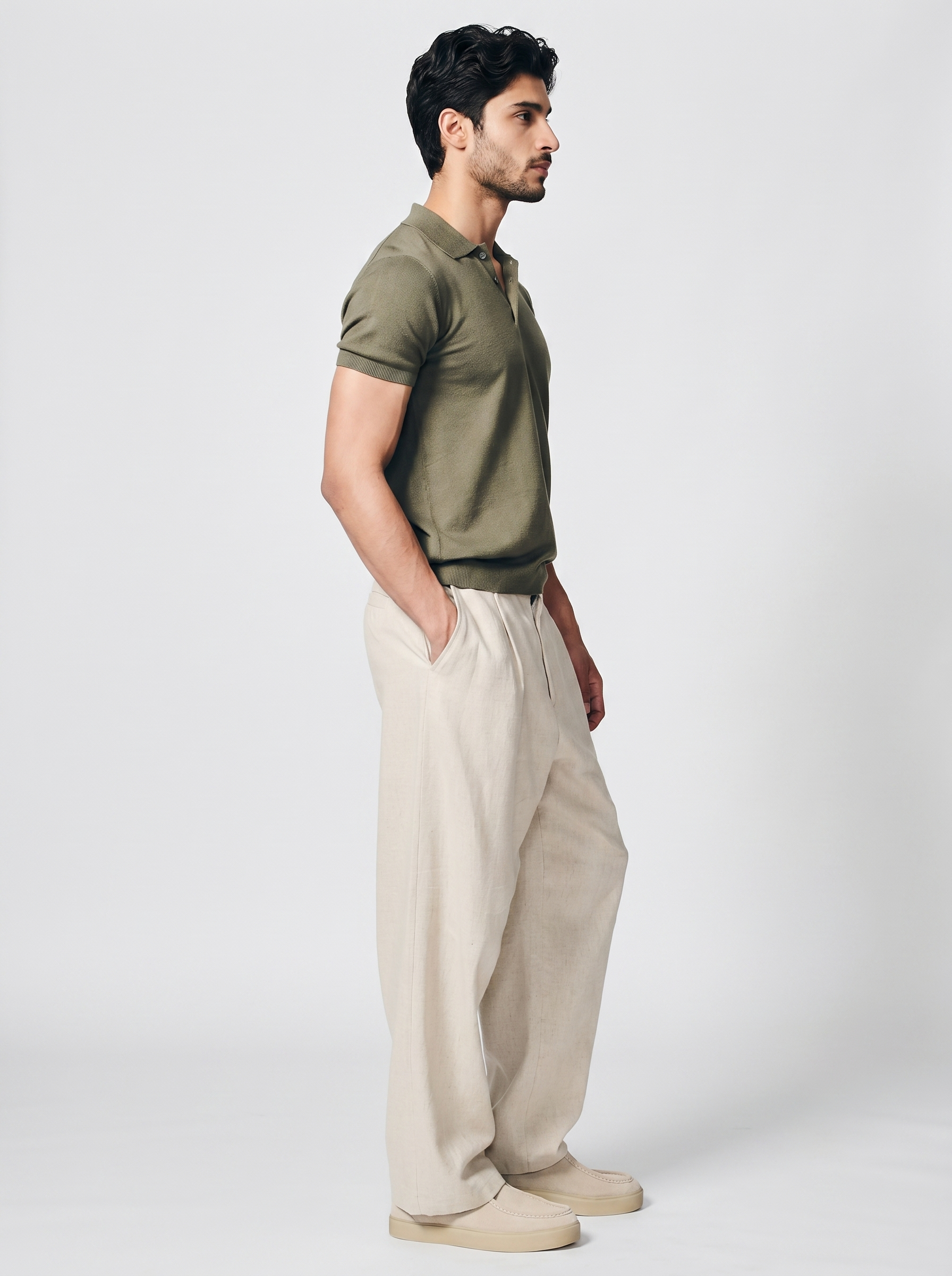 Khaki Green Cotton-Bamboo Signature Polo