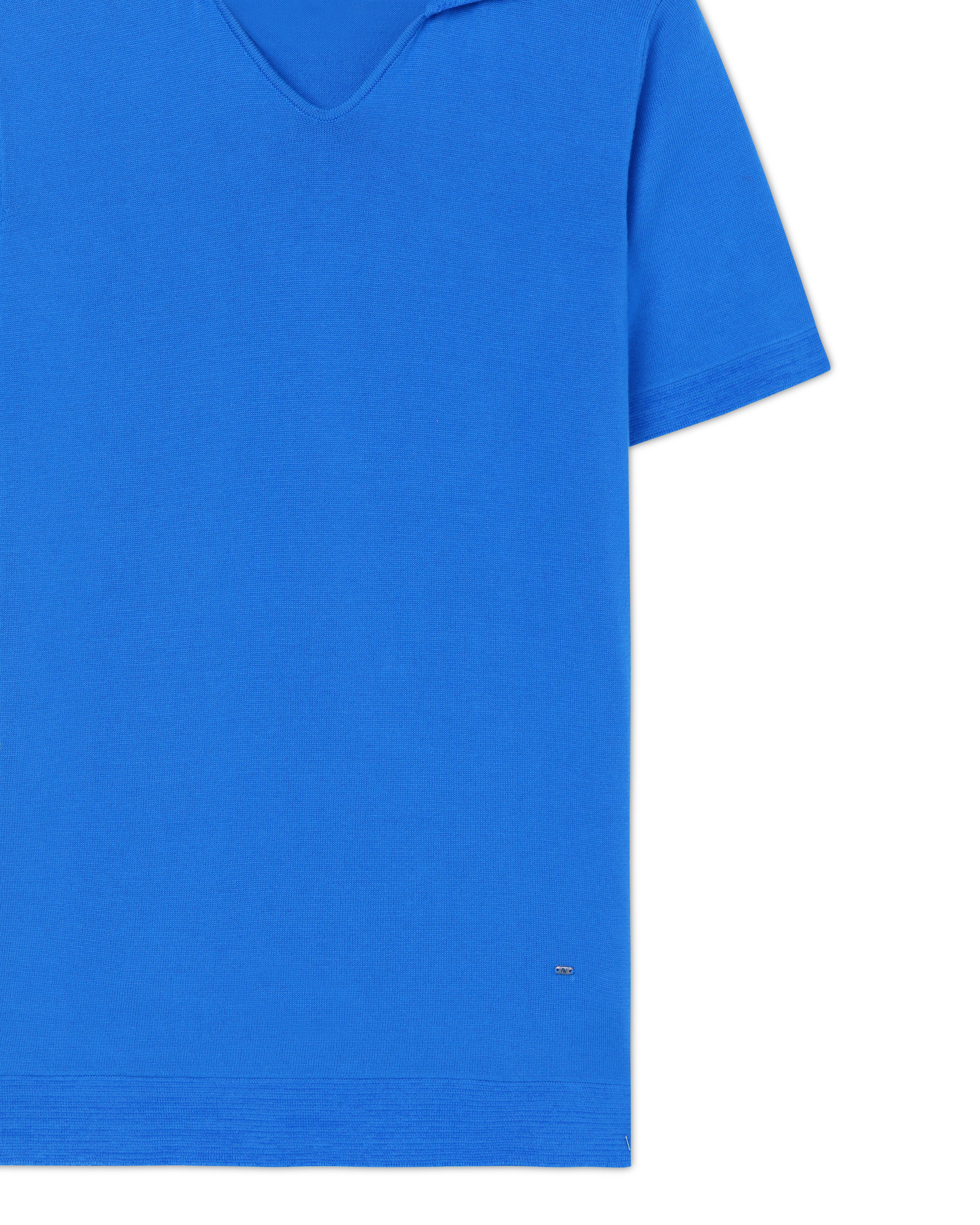 Electric Blue Piqué U-Polo - 100% Cotton - II