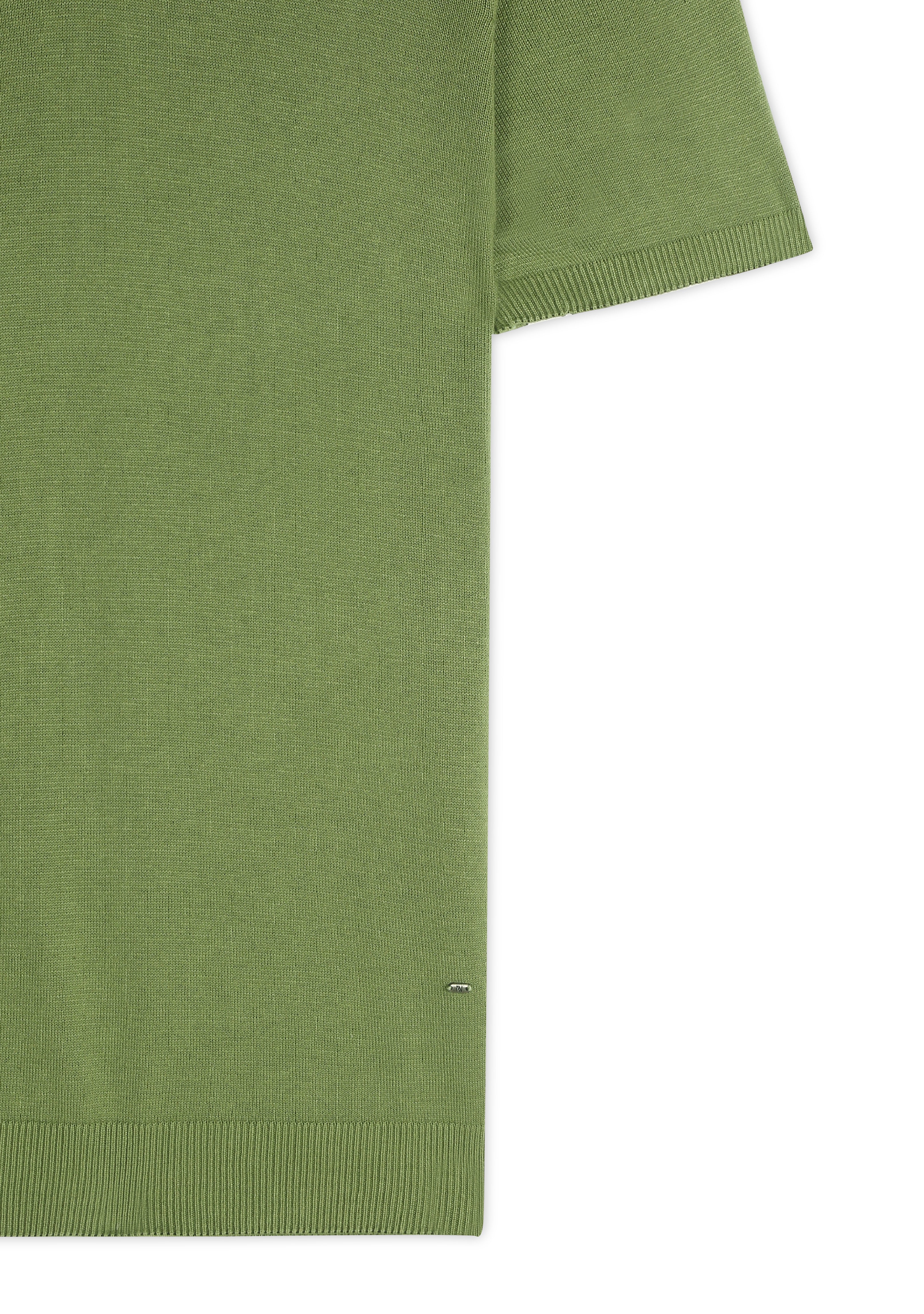 GRASS GREEN COTTON-BAMBOO U-NECK POLO T-SHIRT