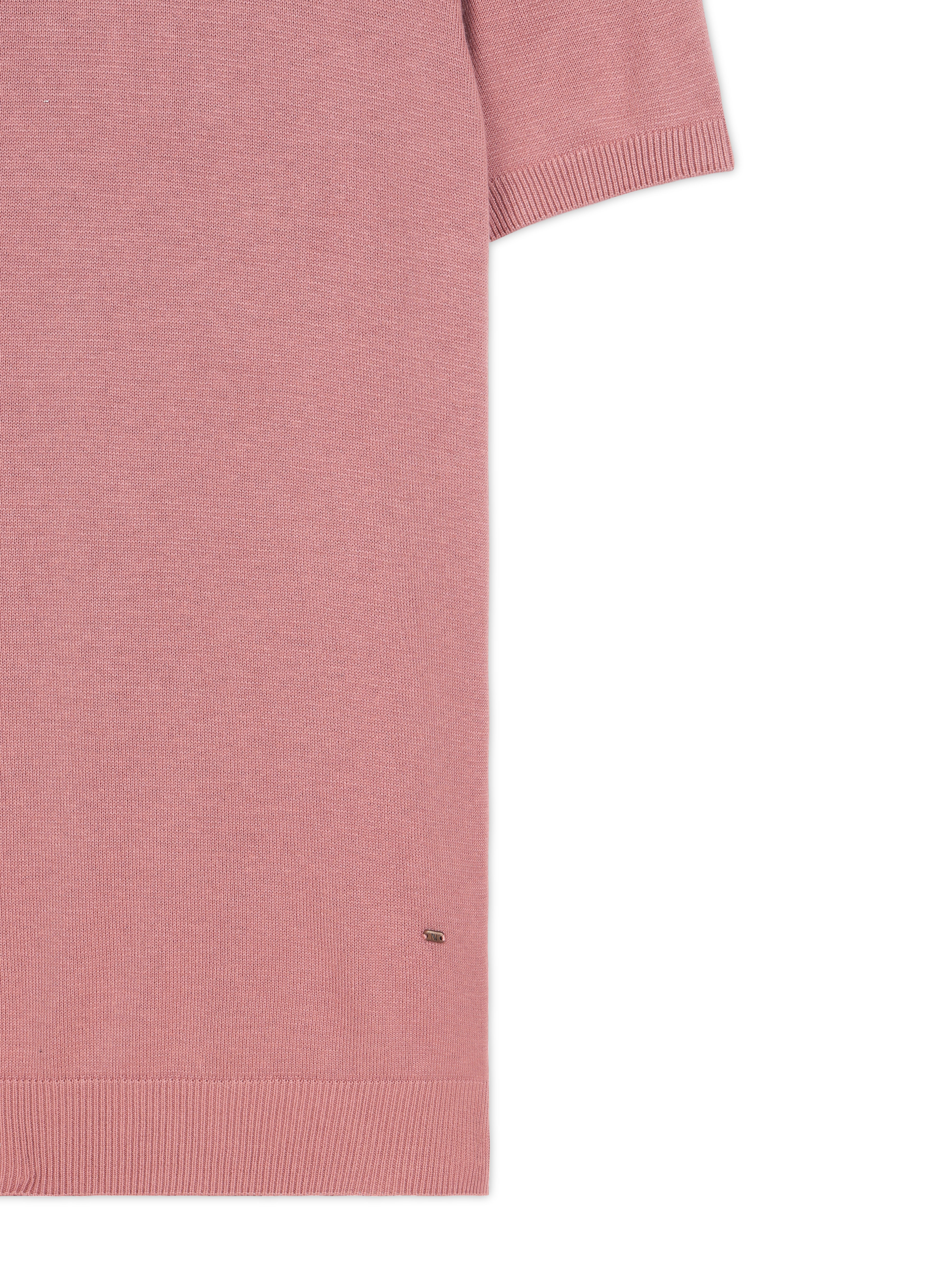 CLAY PINK COTTON-BAMBOO U-NECK POLO T-SHIRT