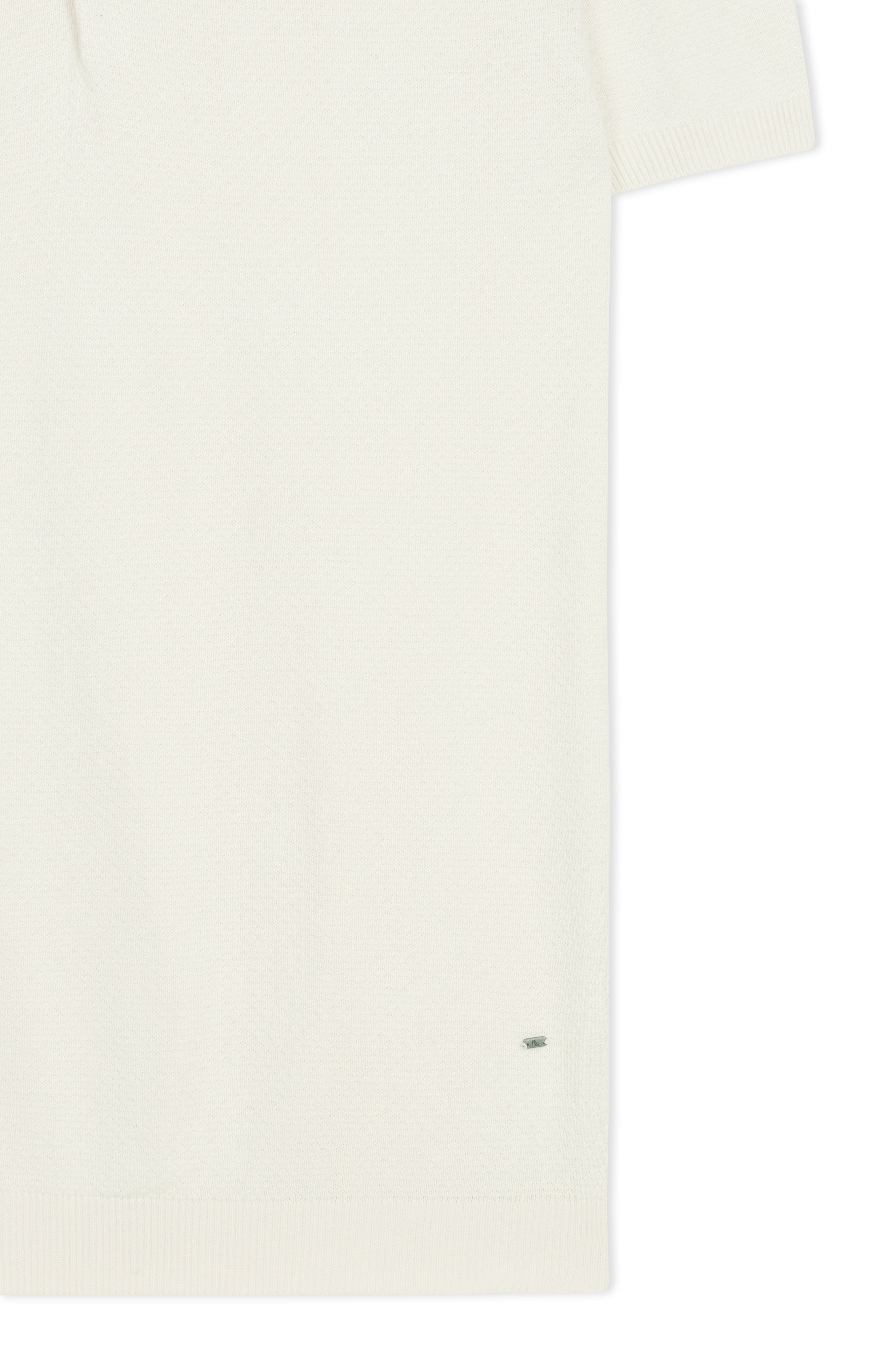 SOFT WHITE COTTON-BAMBOO WAFFLE POLO T-SHIRT