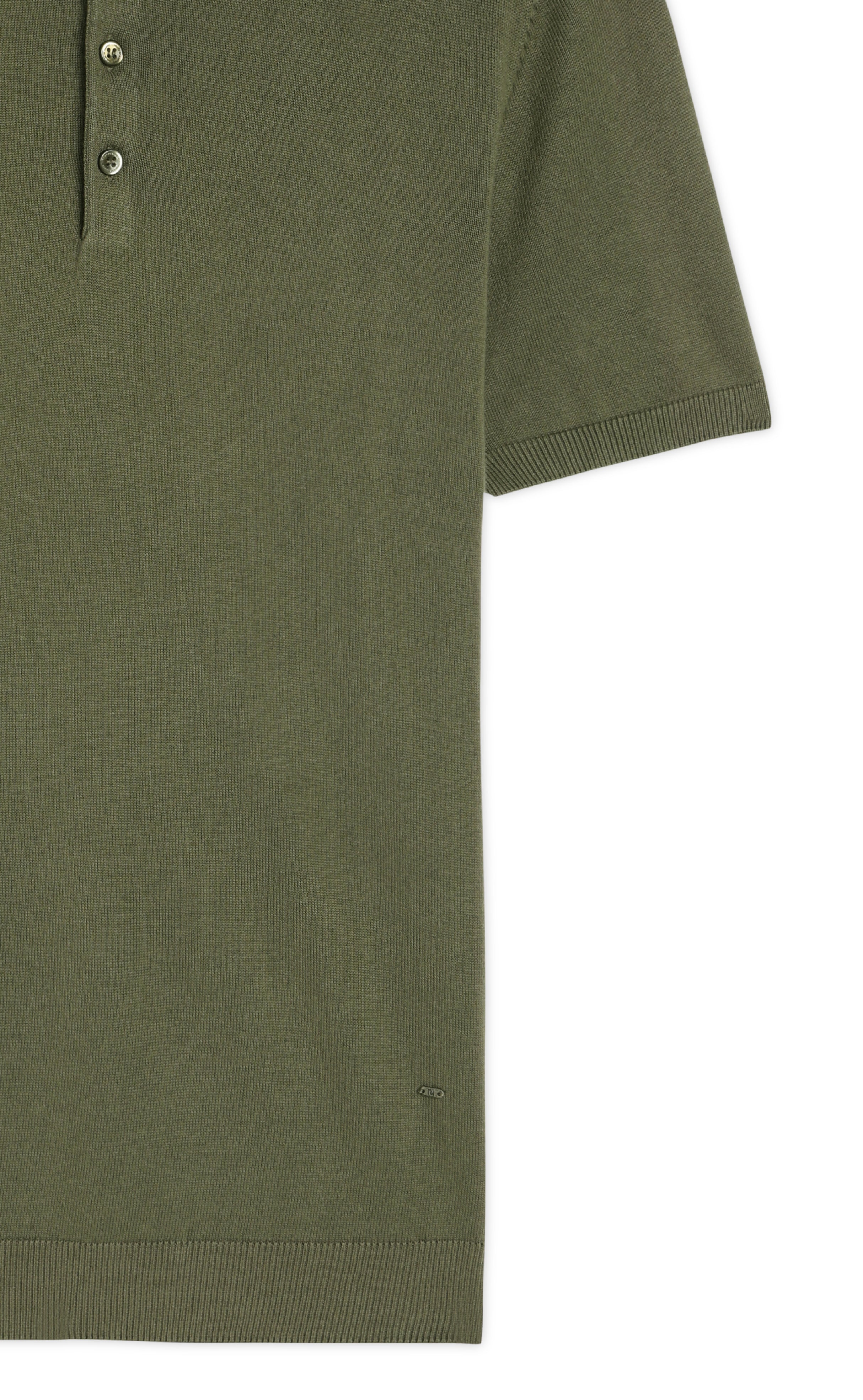 KHAKI GREEN COTTON-BAMBOO SIGNATURE POLO T-SHIRT