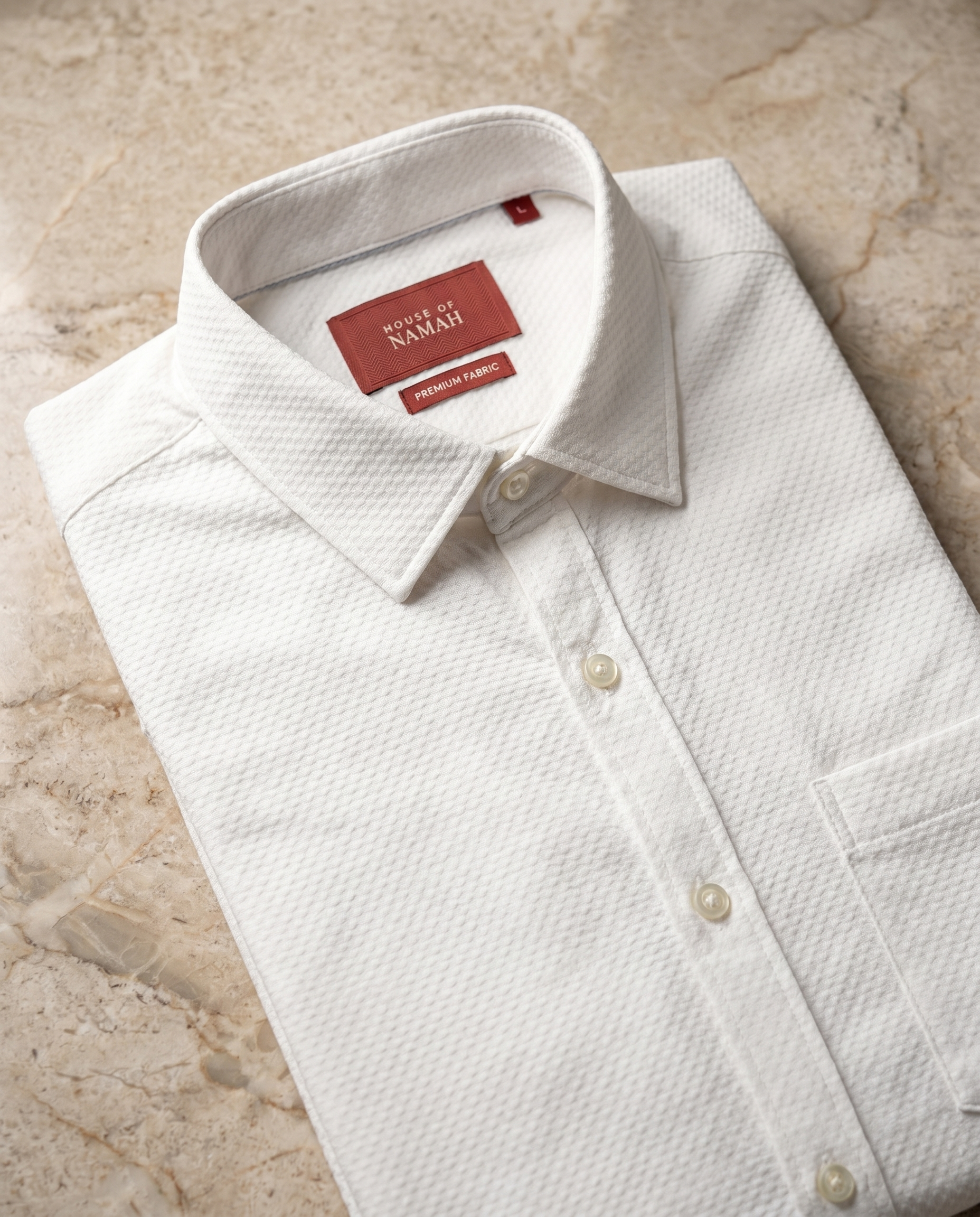 Soft White Waffle Textured Shirt