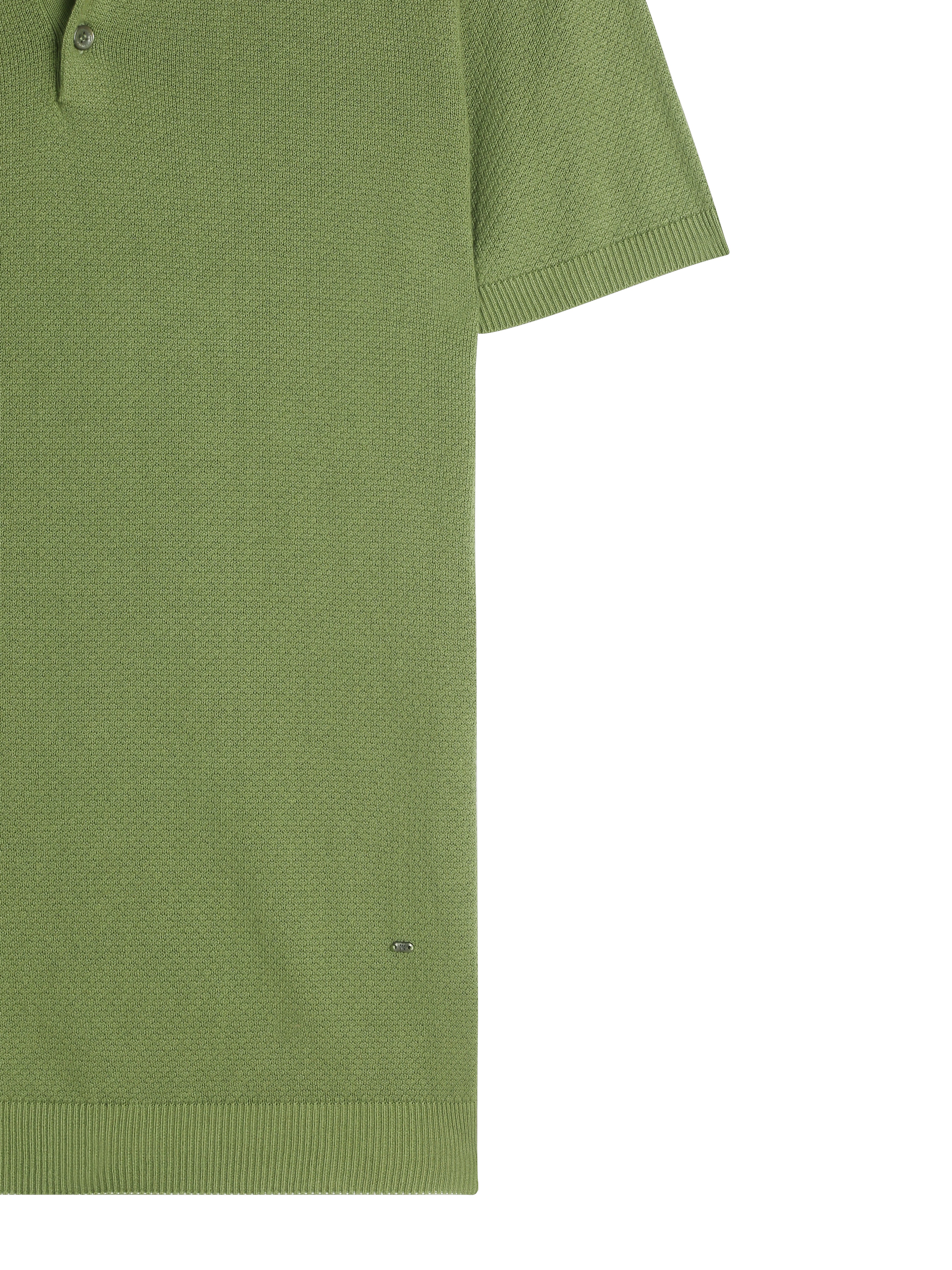 GRASS GREEN COTTON-BAMBOO WAFFLE POLO T-SHIRT