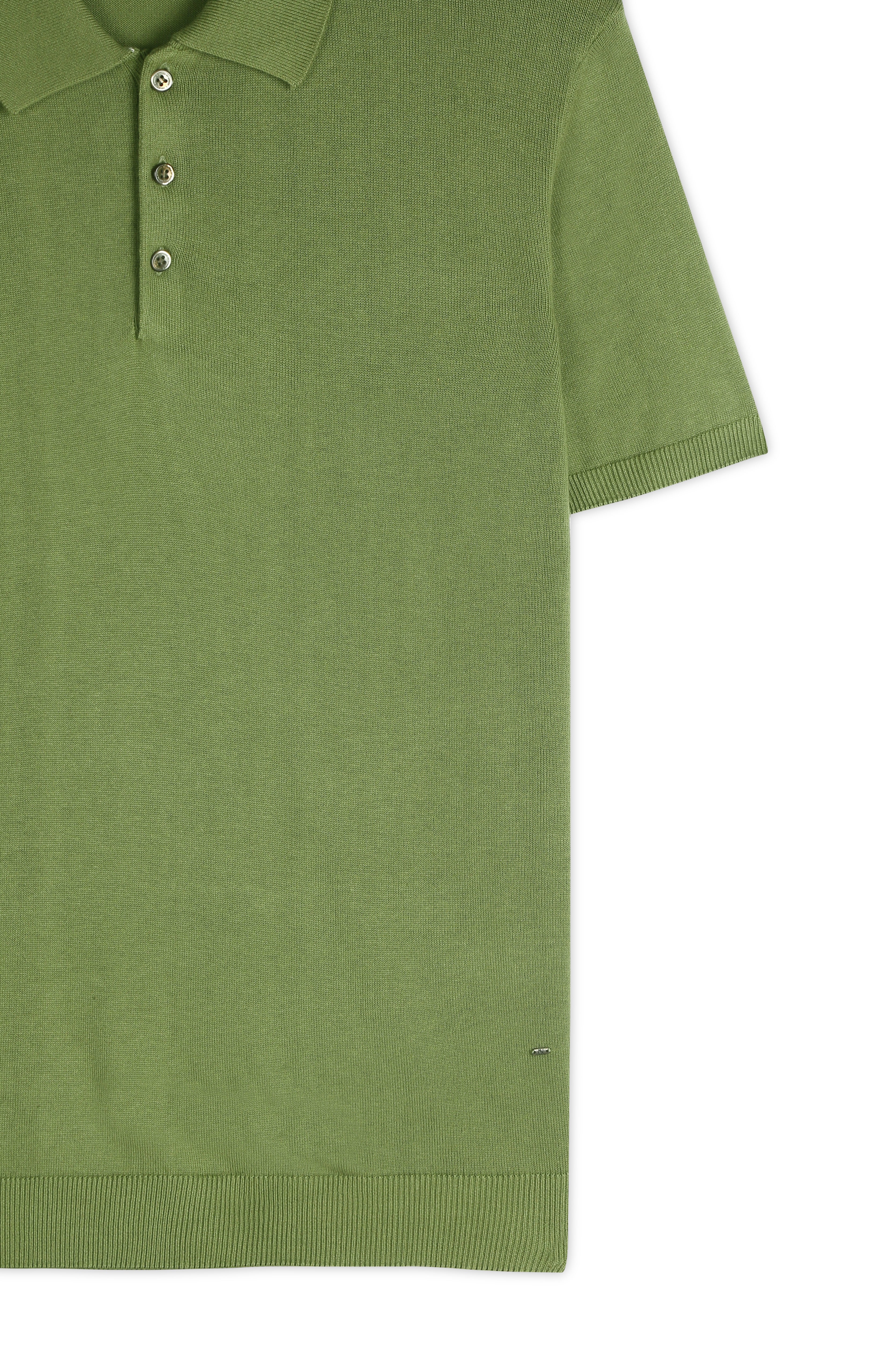 GRASS GREEN COTTON-BAMBOO SIGNATURE POLO T-SHIRT