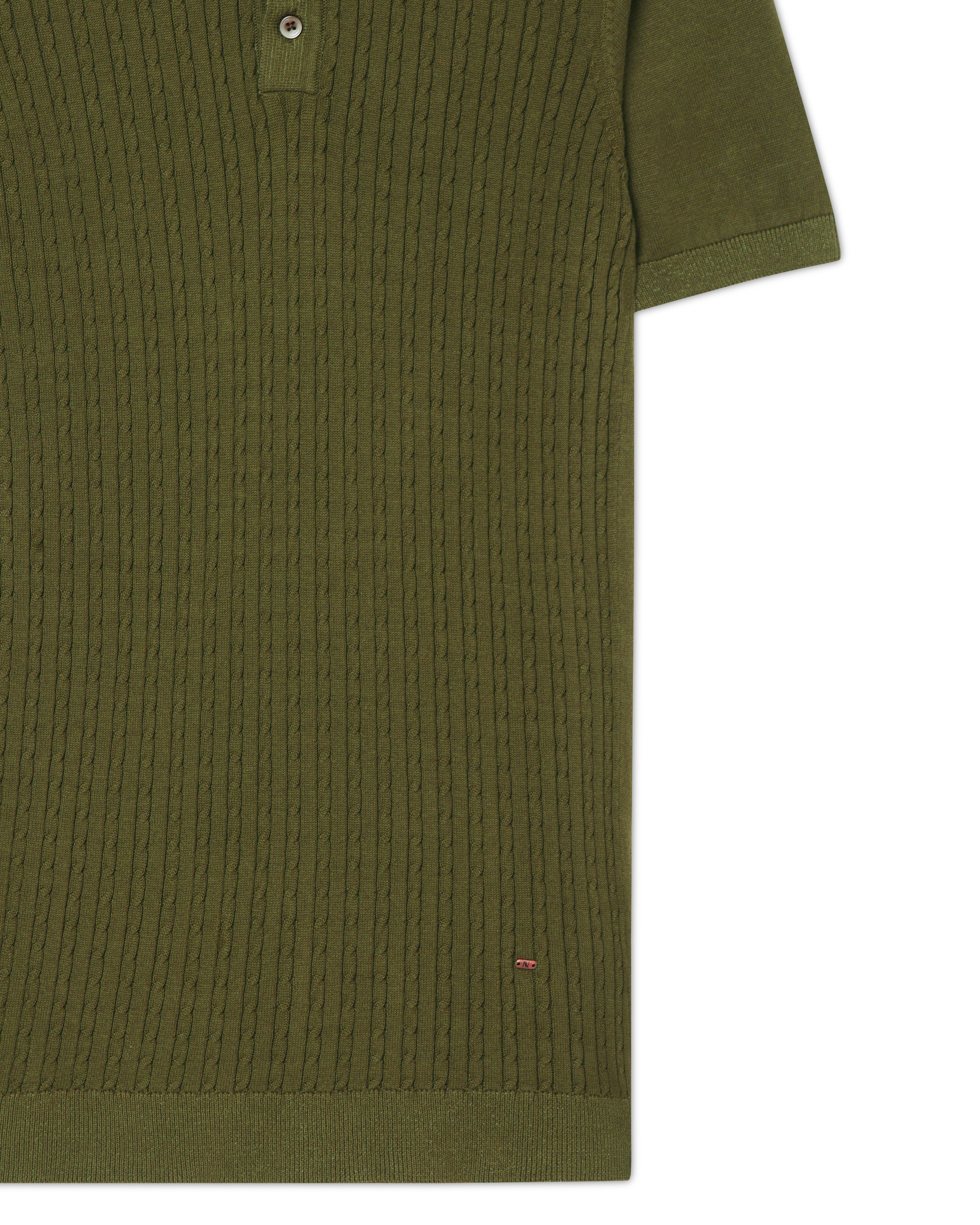 Khaki Green Cable B-Polo - 100% Cotton - II