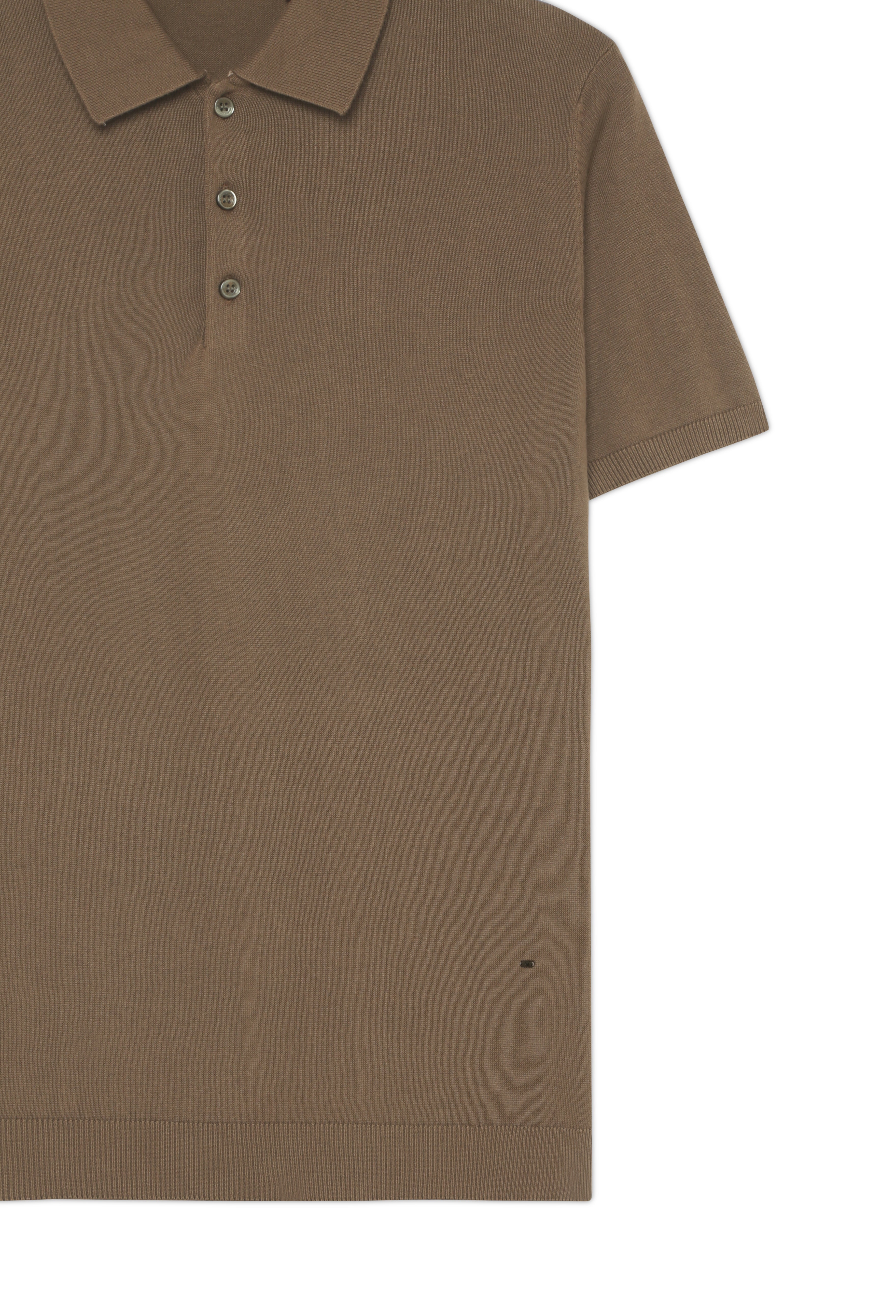 COCOA BROWN COTTON-BAMBOO SIGNATURE POLO T-SHIRT