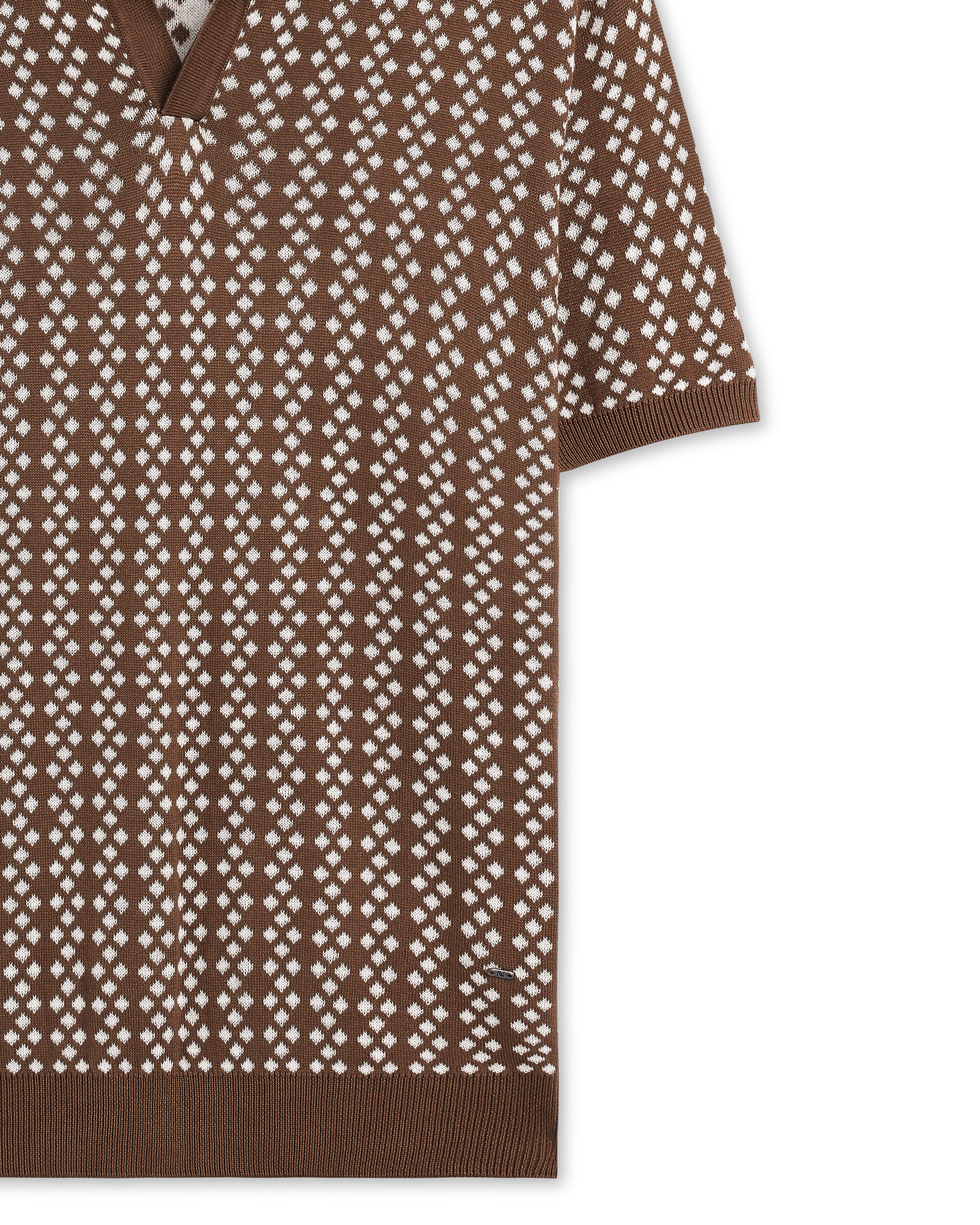 Cocoa Brown Luxe Diamond V-Polo - 100% Cotton - II