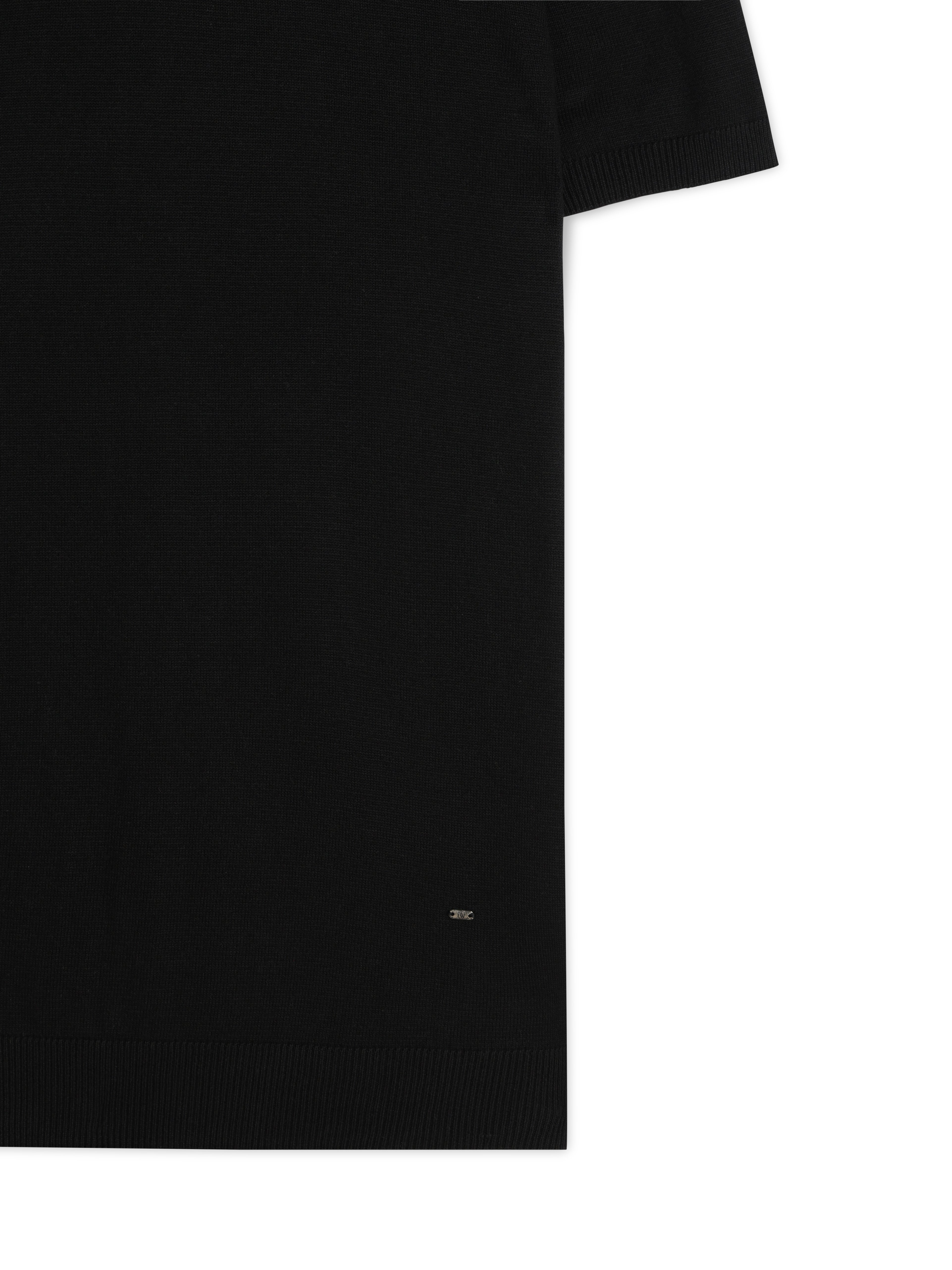 INK BLACK COTTON-BAMBOO U-NECK POLO T-SHIRT