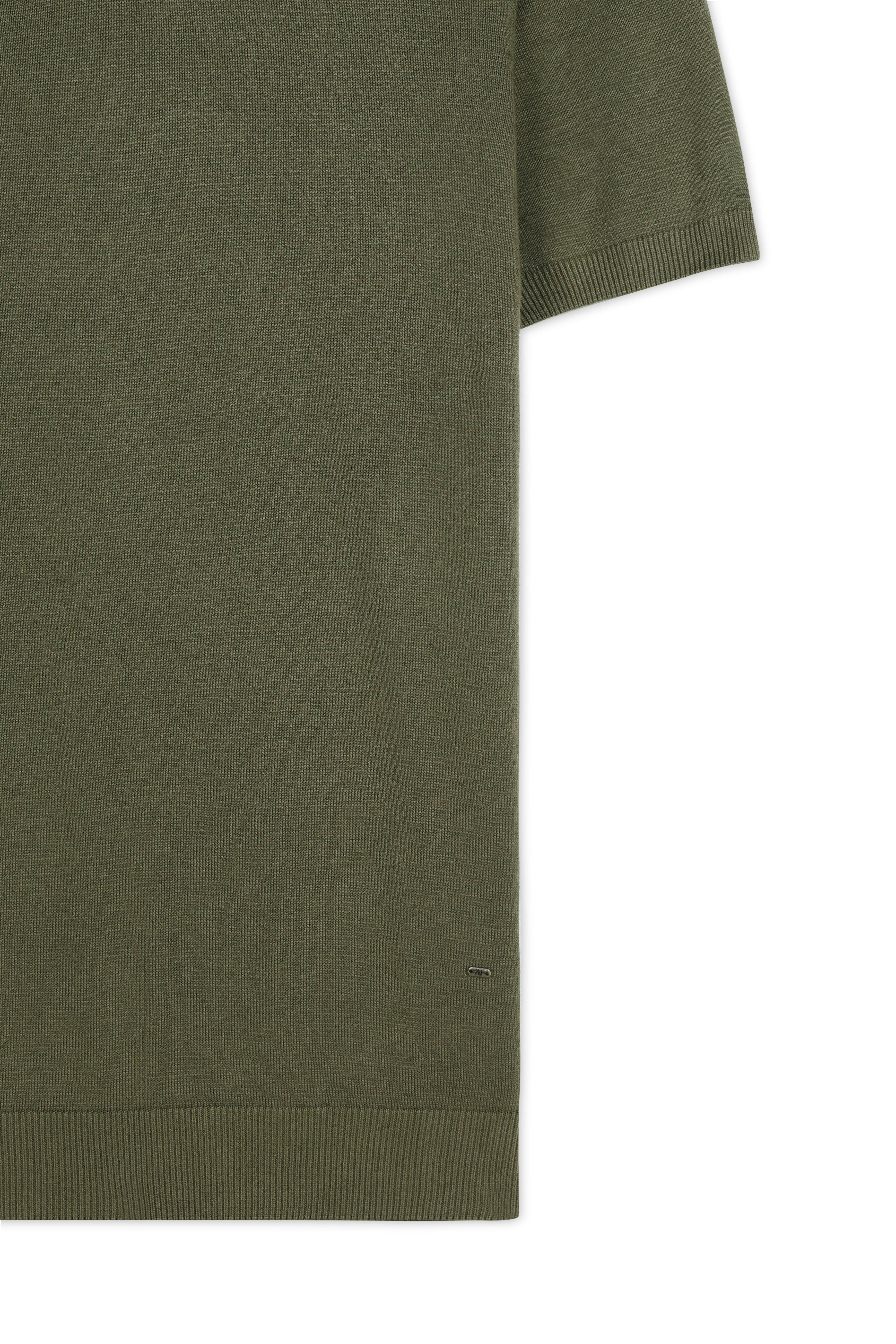 KHAKI GREEN COTTON-BAMBOO U-NECK POLO T-SHIRT