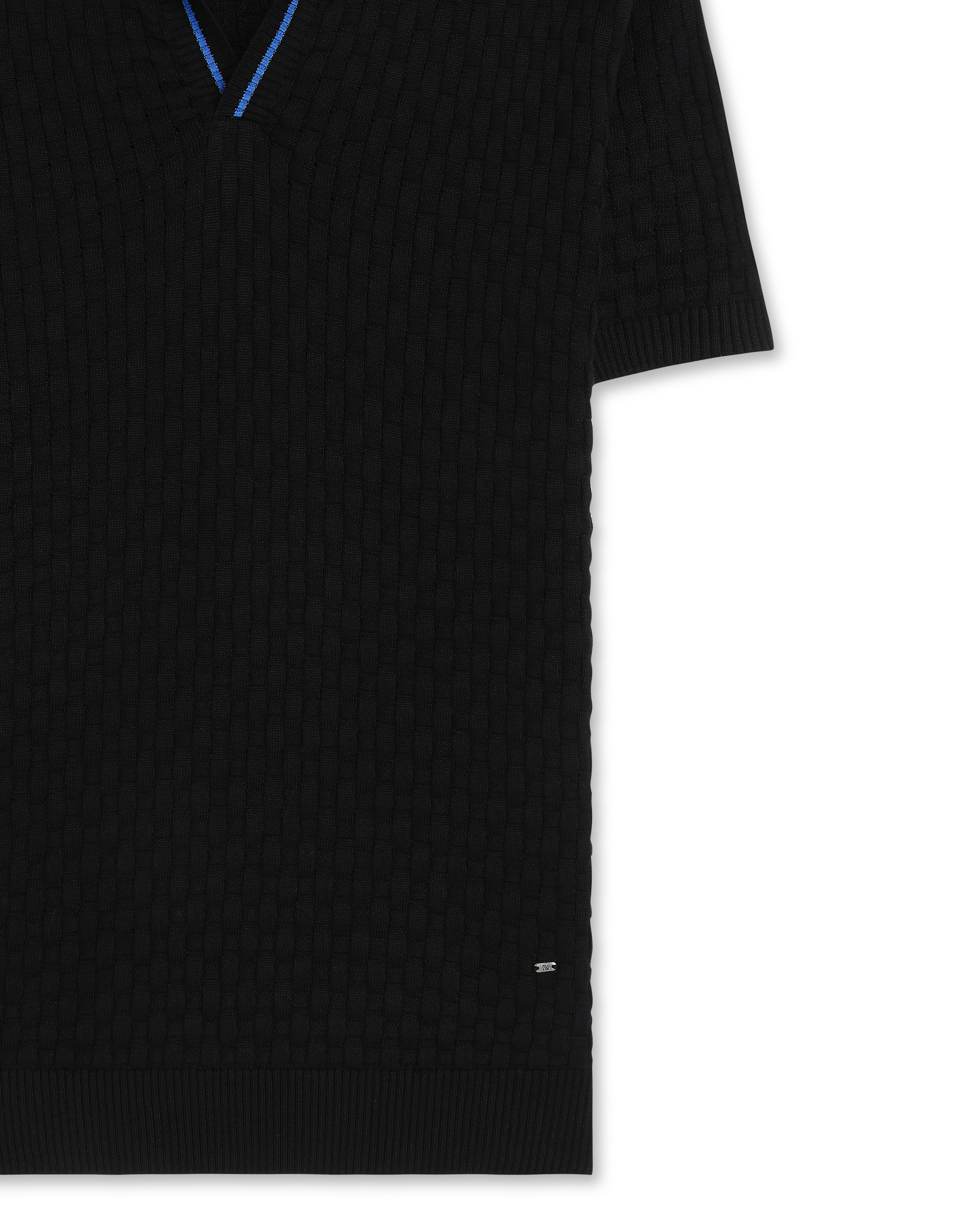 Electric Blue Piping Basket V-Polo - 100% Cotton - II