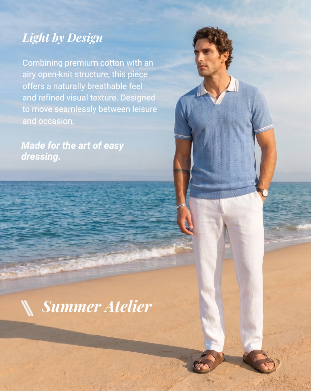 Sky Blue Mill Varsity V-Polo