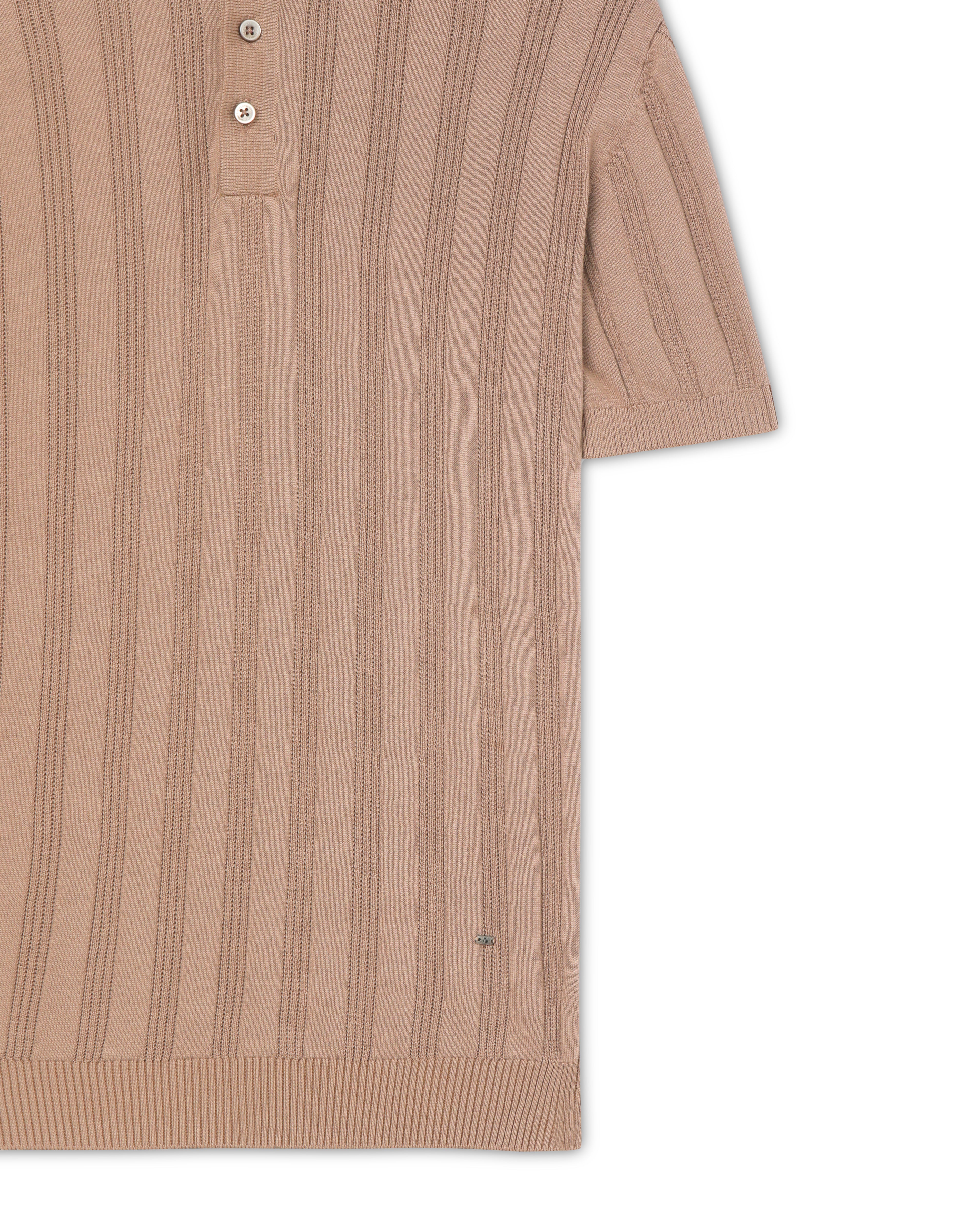 Warm Tan Linear B-Polo - 100% Cotton - II