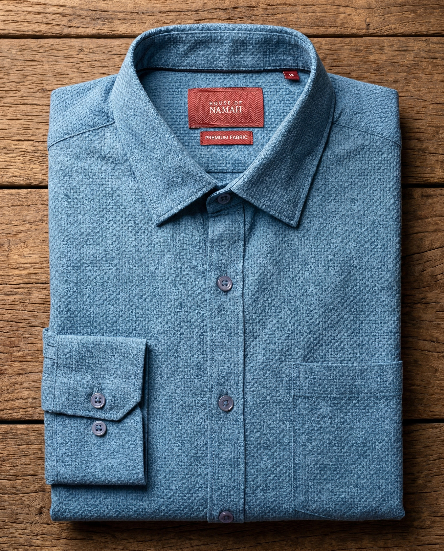 Slate Blue Waffle Textured Shirt