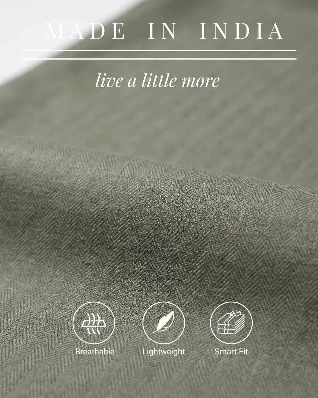 Moss Green Herringbone Linen Blend Shirt