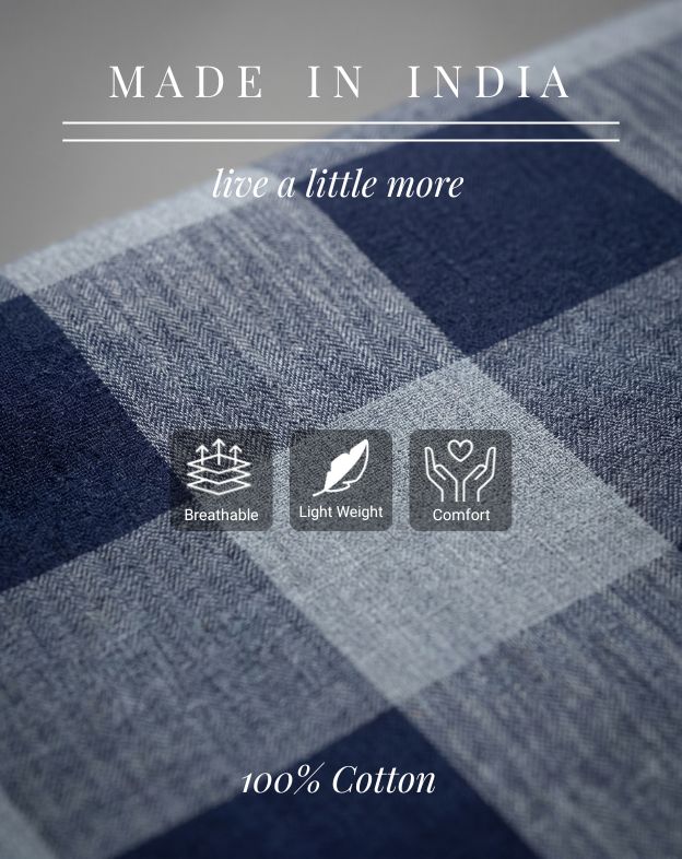 Midnight Blue Block Checks Flannel Shirt