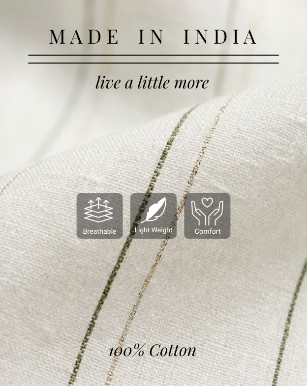Soft White 100% Linen Striped Shirt