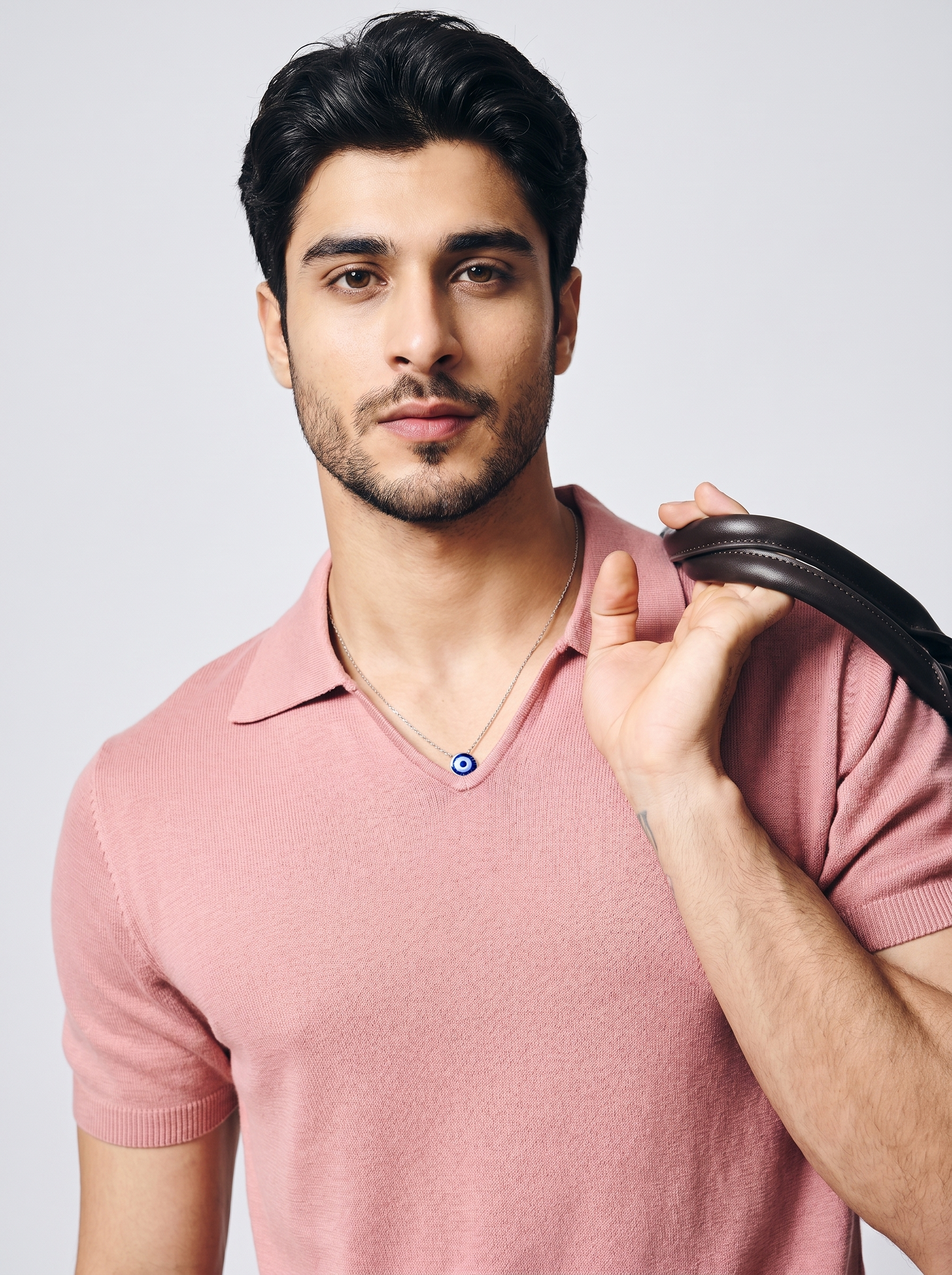 Clay Pink Cotton-Bamboo U-Neck Polo