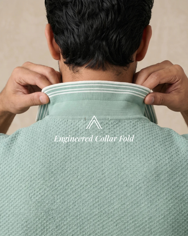 Mint Green Ultra Stretch Waffle V-Polo