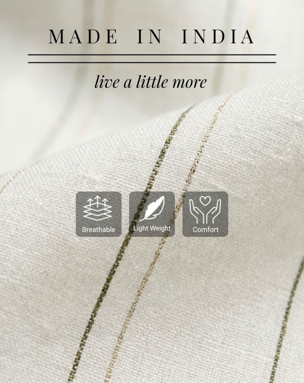Soft White 100% Linen Striped Shirt