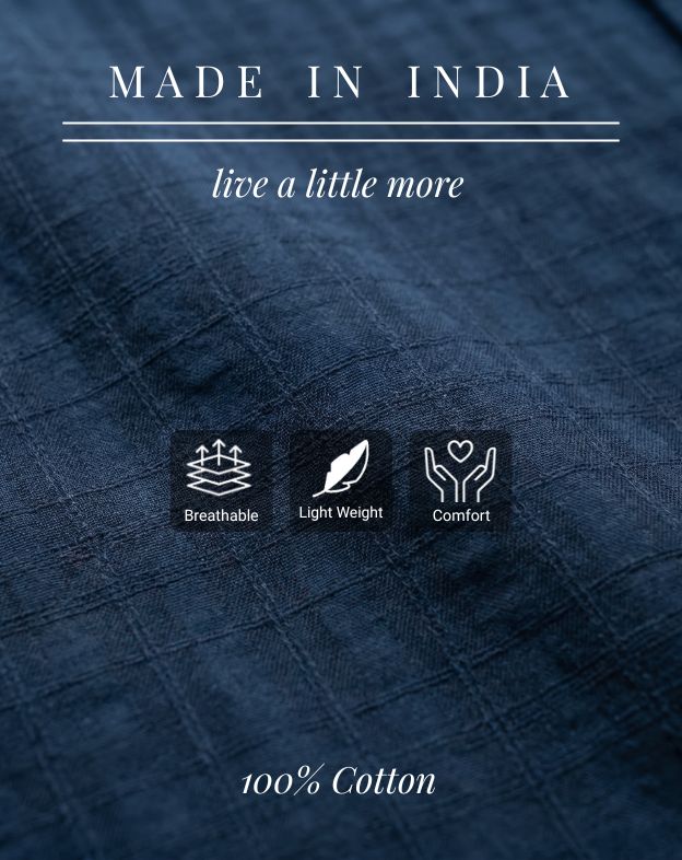 Midnight Blue Self Checks H/S Shirt