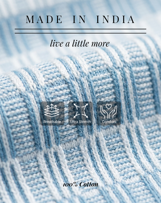 Powder Blue Luxe Gridline V-Polo