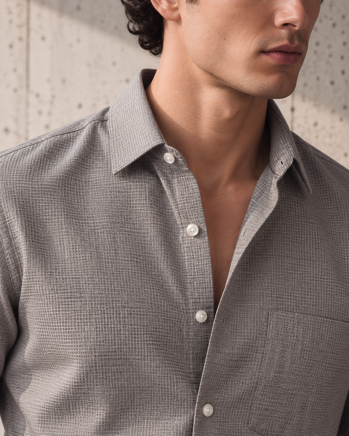 Slate Grey Dobby Weave Shirt