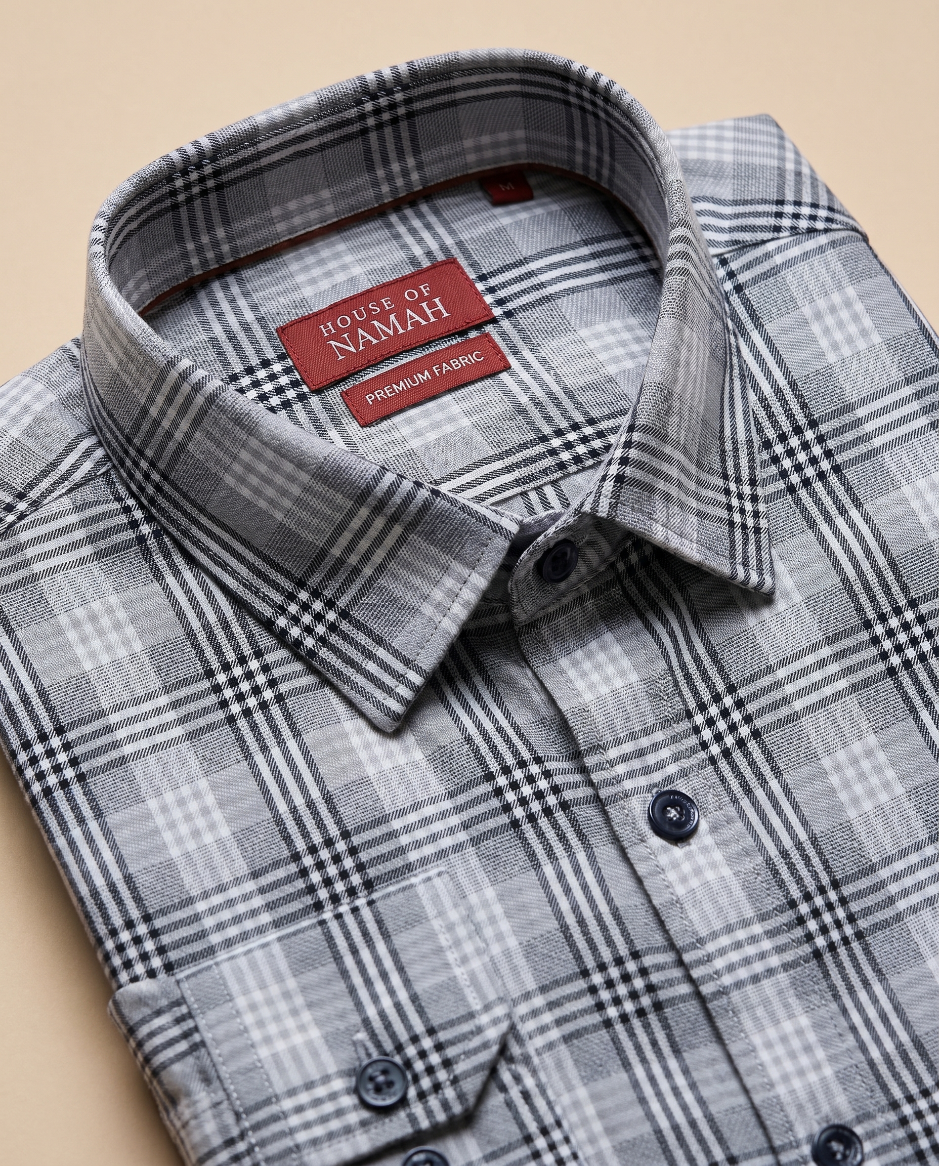 Ink Black Prince of Wales Check Shirt