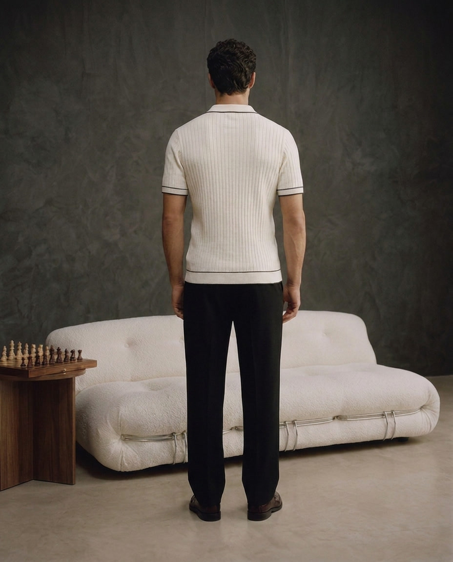 Soft White Edge V-Polo