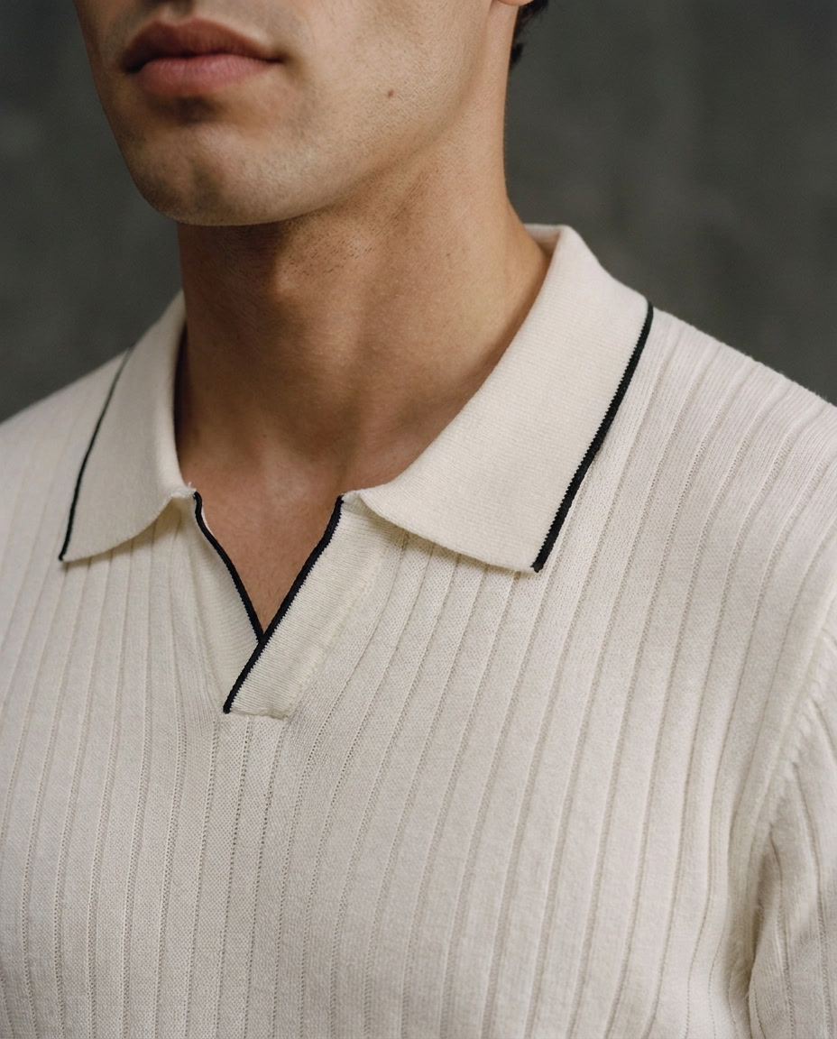 Soft White Edge V-Polo