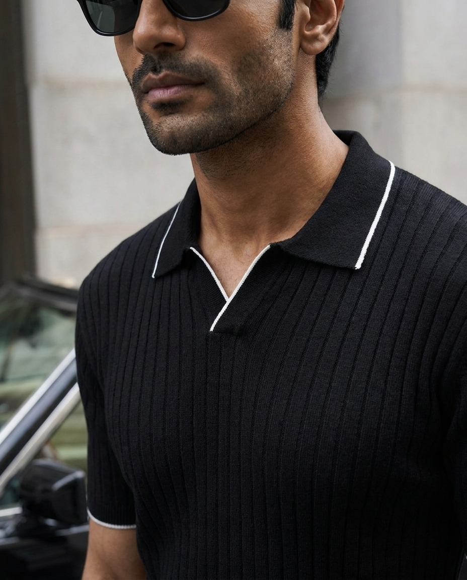Ink Black Edge V-Polo