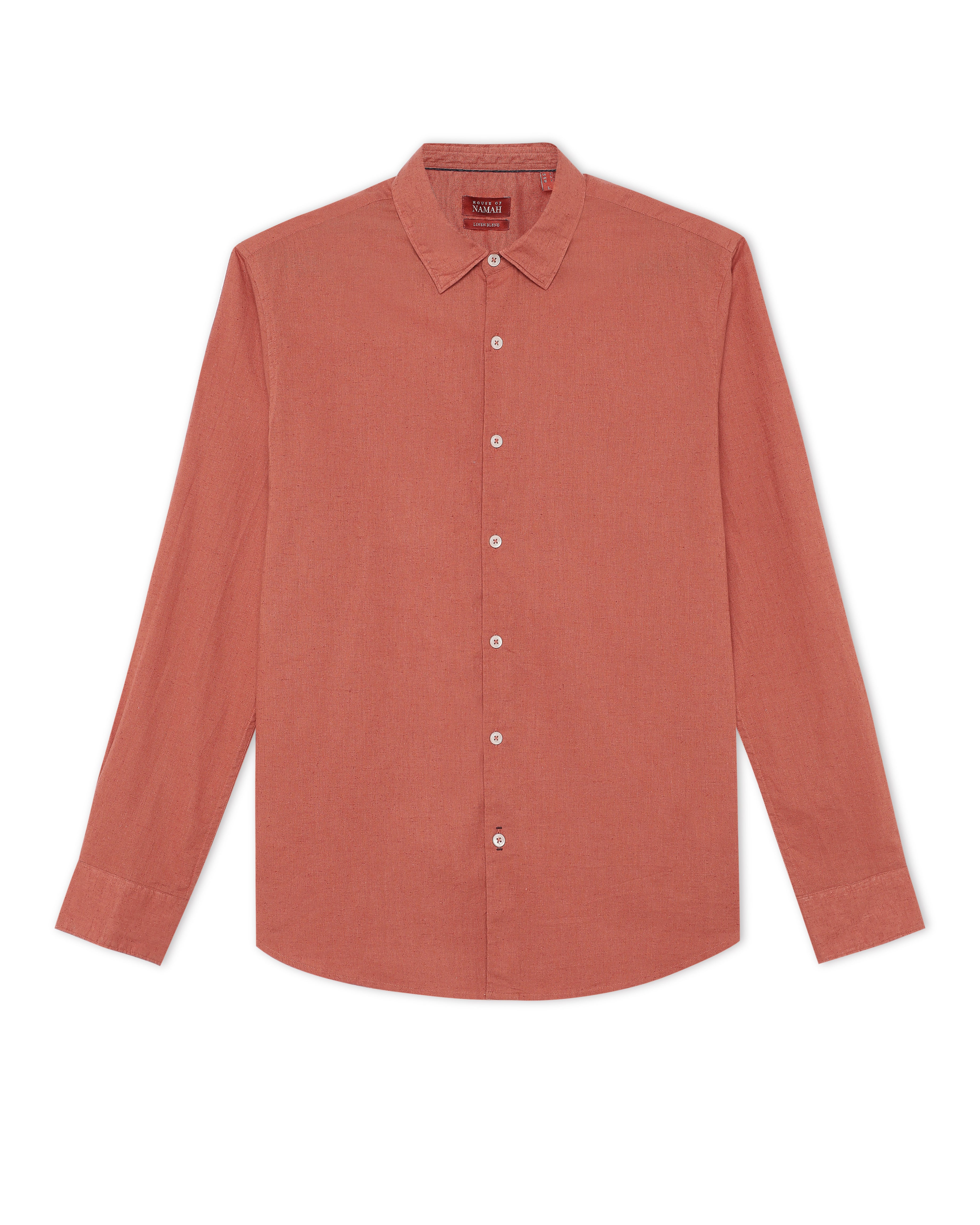 Burnt Ochre Linen Blend Shirt