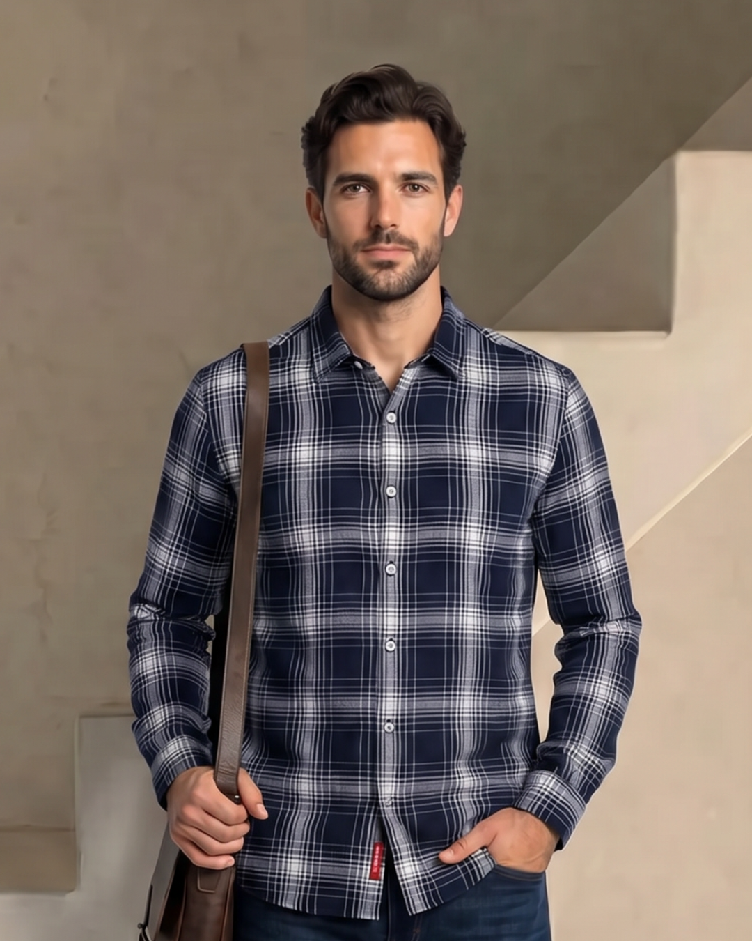 Midnight Blue Windowpane Shirt