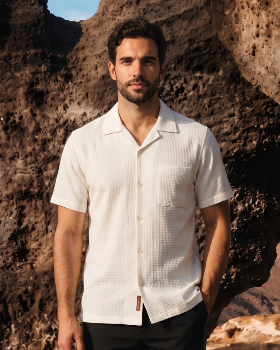 Soft White Dobby Micro Grid Shirt