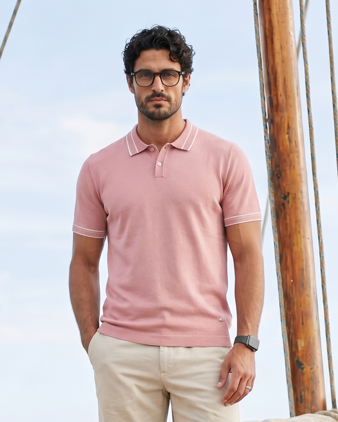 Clay Pink Structured Collar Tipping B-Polo
