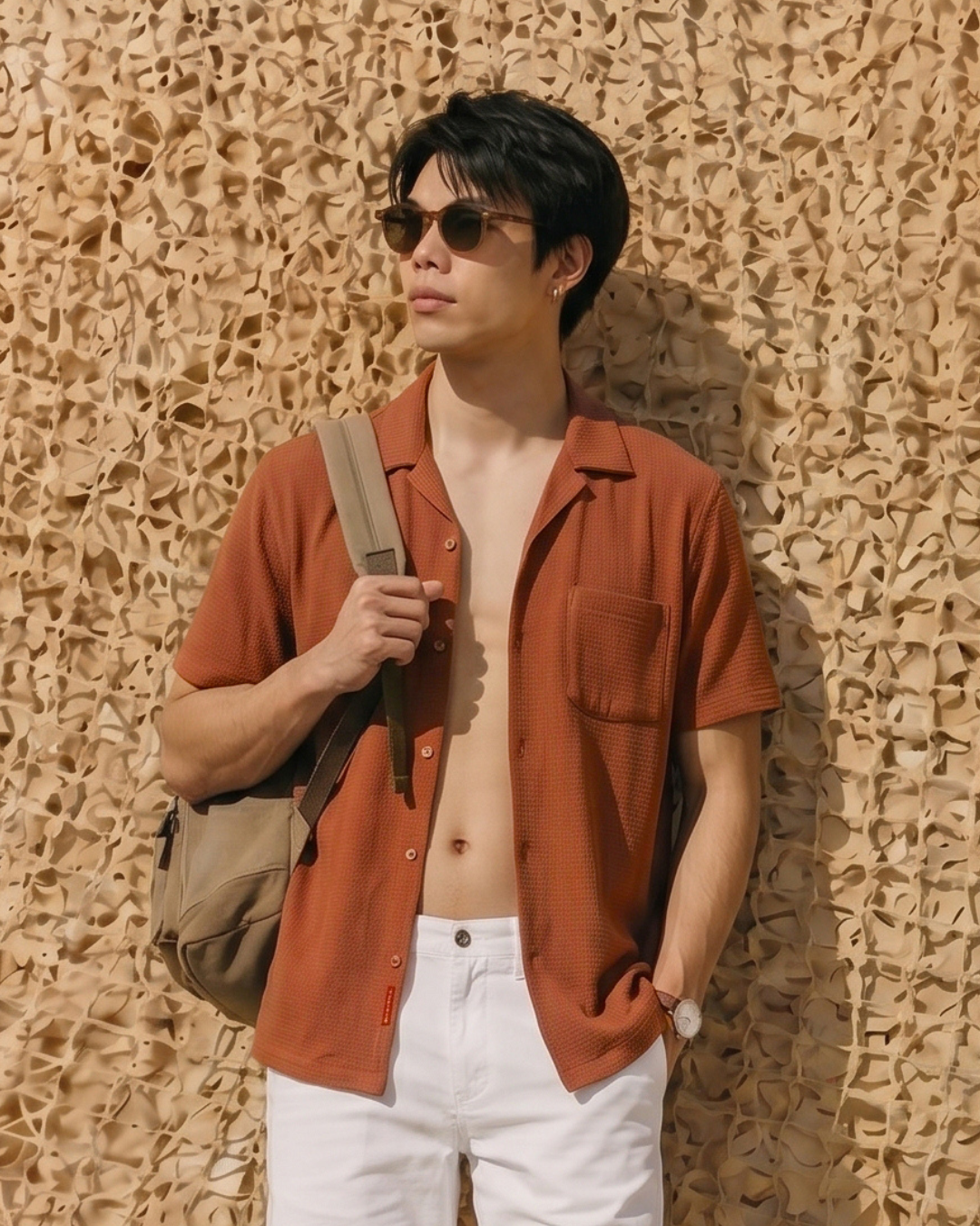 Burnt Sienna Dobby Micro Grid Shirt