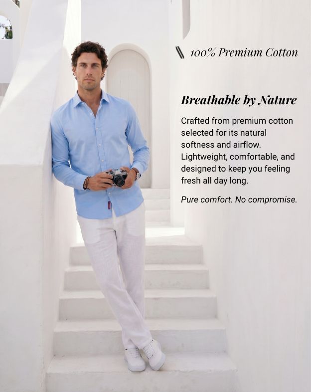 Powder Blue 100% Cotton Oxford Shirt