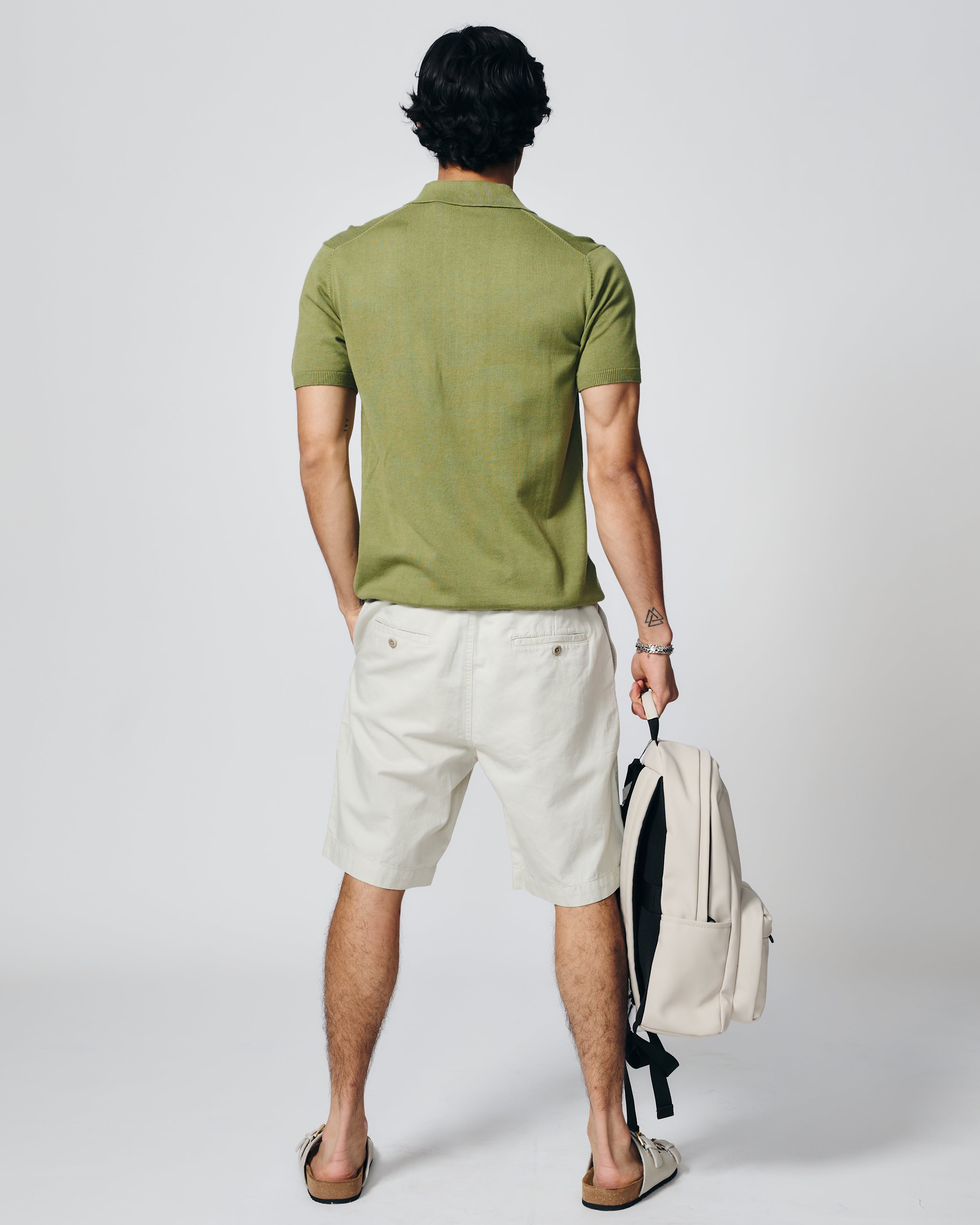 GRASS GREEN COTTON-BAMBOO SIGNATURE POLO T-SHIRT