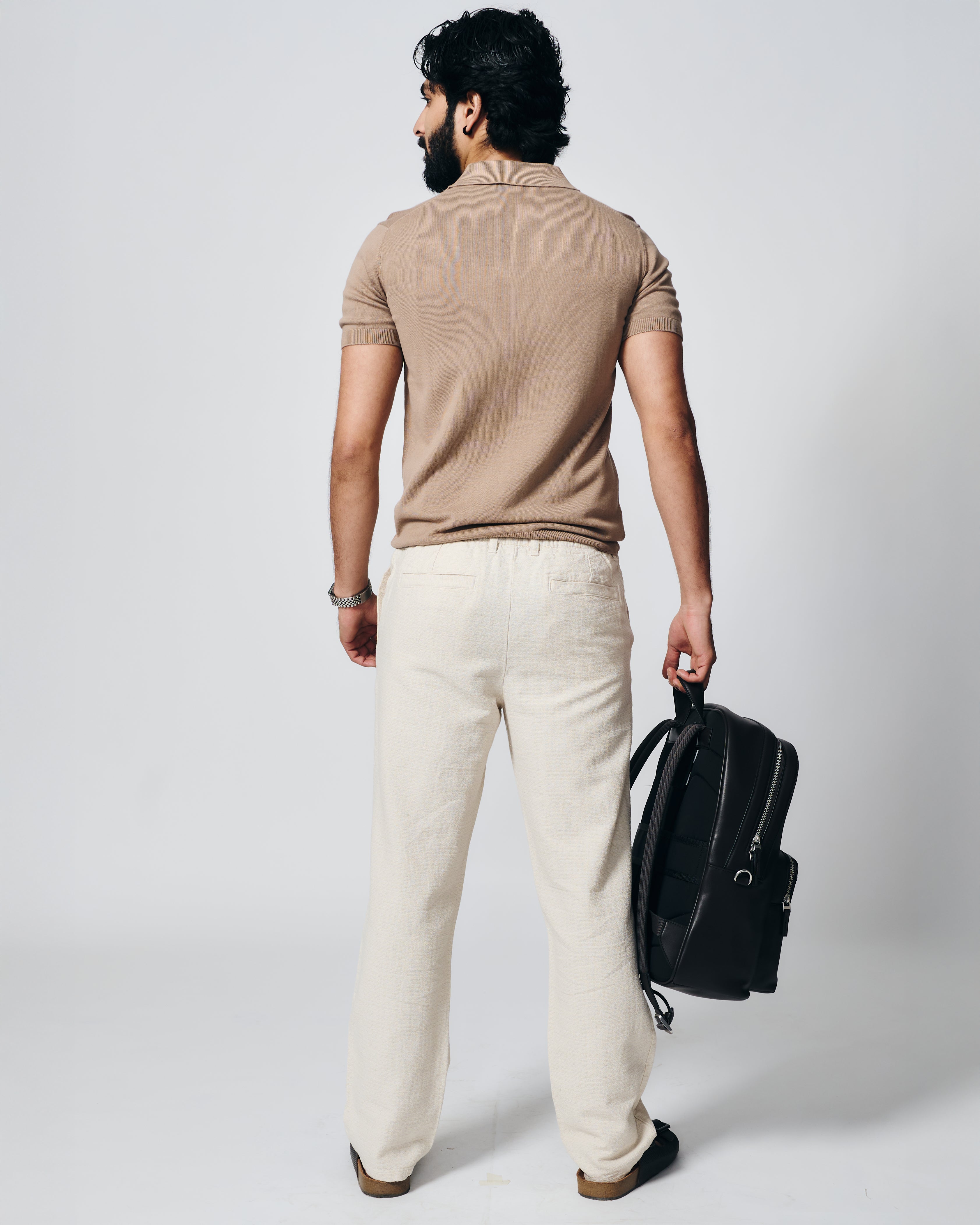 WARM TAN COTTON-BAMBOO SIGNATURE POLO T-SHIRT