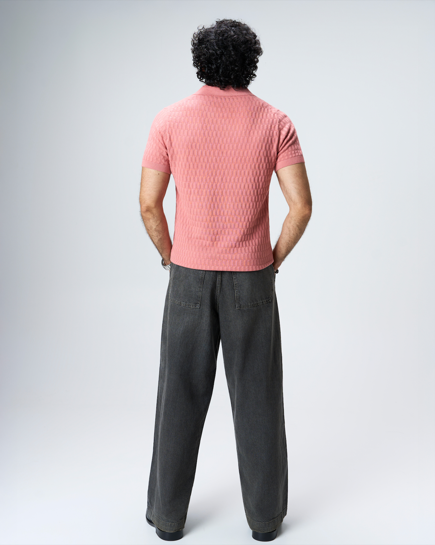 Clay Pink Brickline V-Polo - 100% Cotton - II