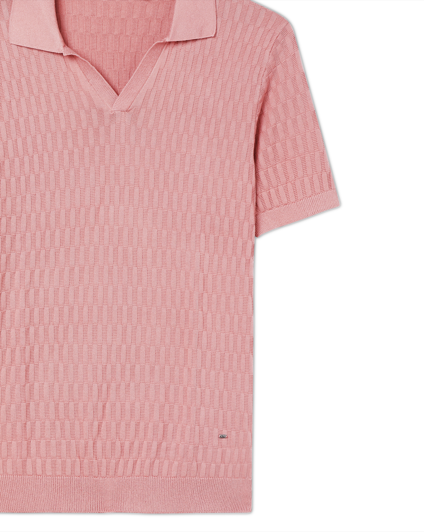 Clay Pink Brickline V-Polo - 100% Cotton - II