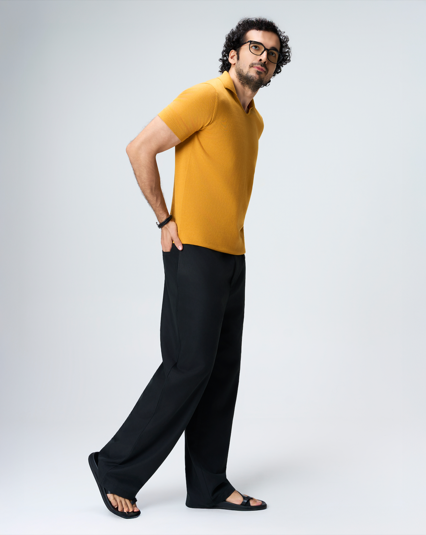 Mustard Piqué U-Polo - 100% Cotton - II