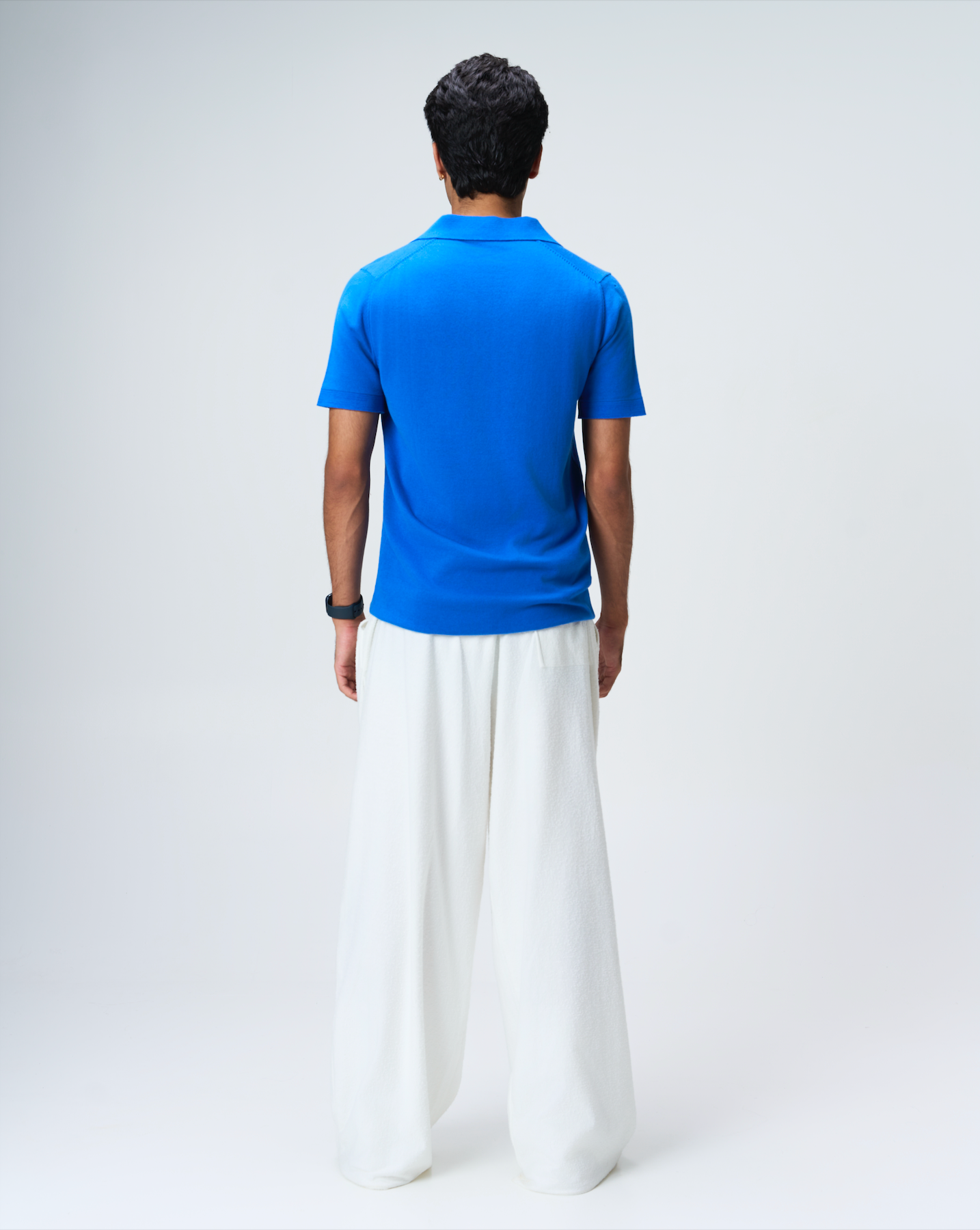 Electric Blue Piqué U-Polo - 100% Cotton - II