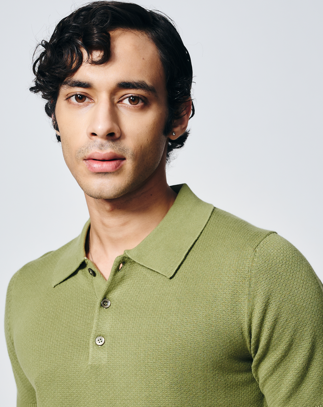 Grass Green Waffle B-Polo - Cotton Bamboo - I