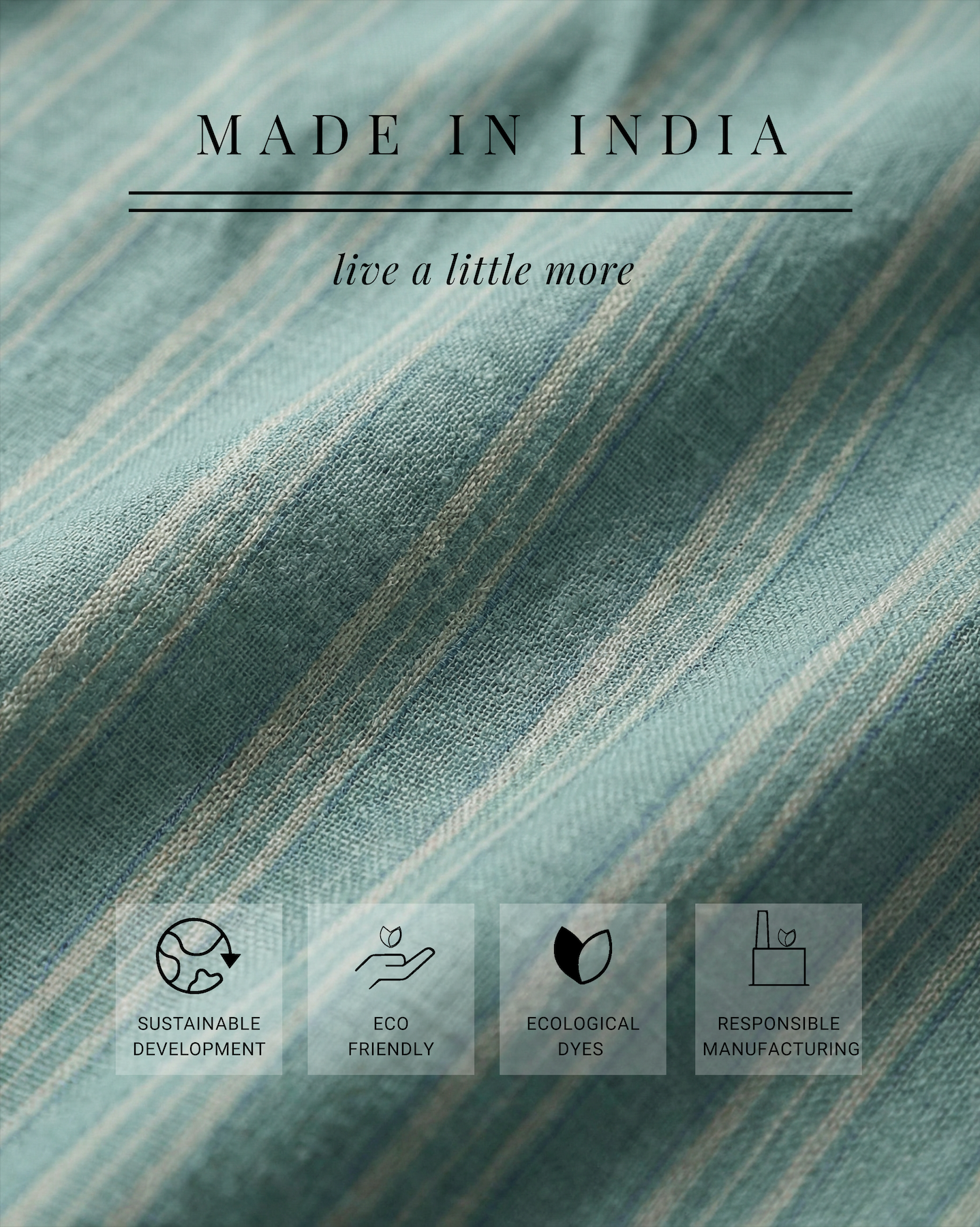 Deep Teal Striped 100% Linen Shirt